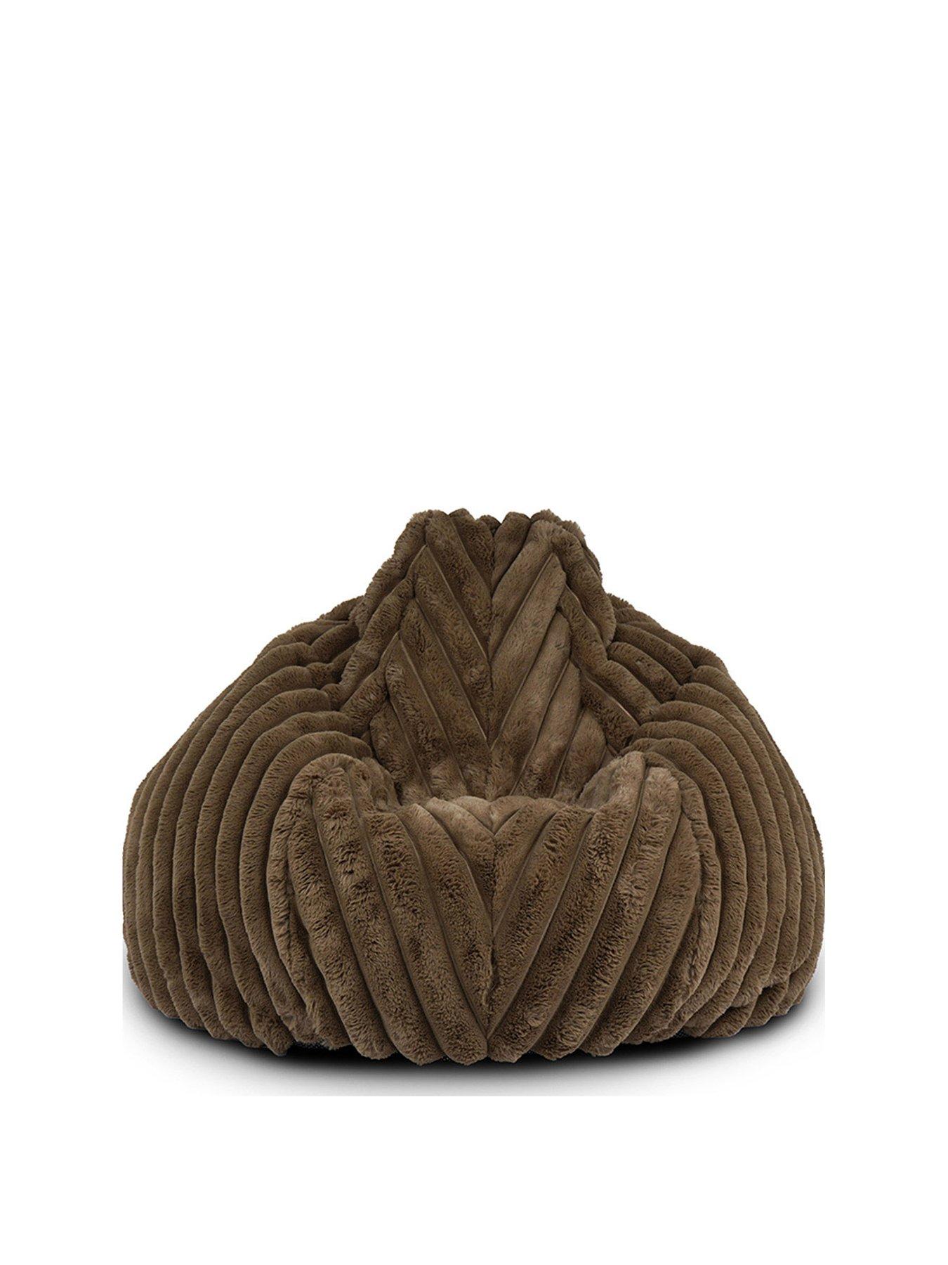 Image 2 of 2 of rucomfy Ribbed Faux Fur Beanbag- Chocolate