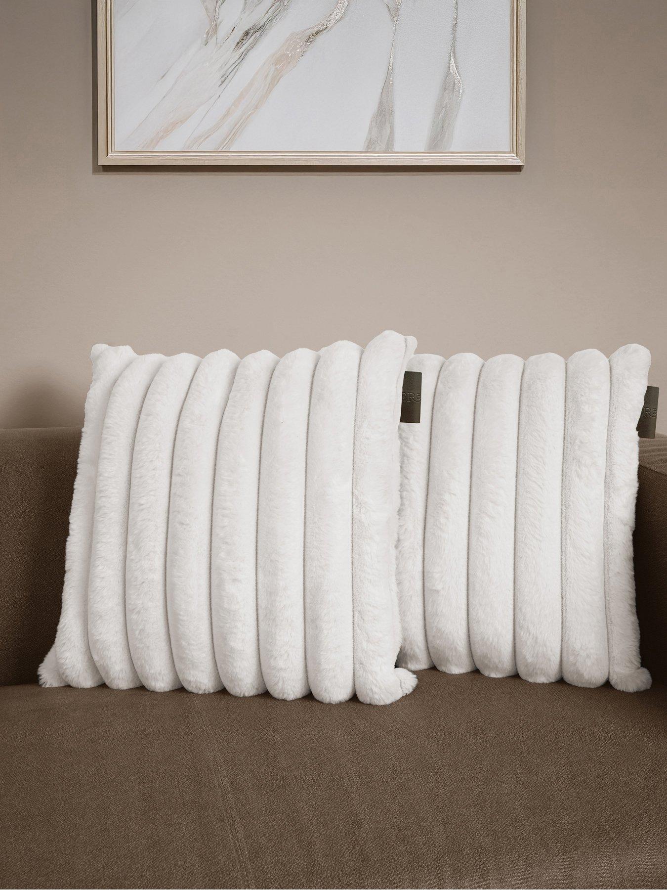 undefined Ribbed Faux Fur Cushion