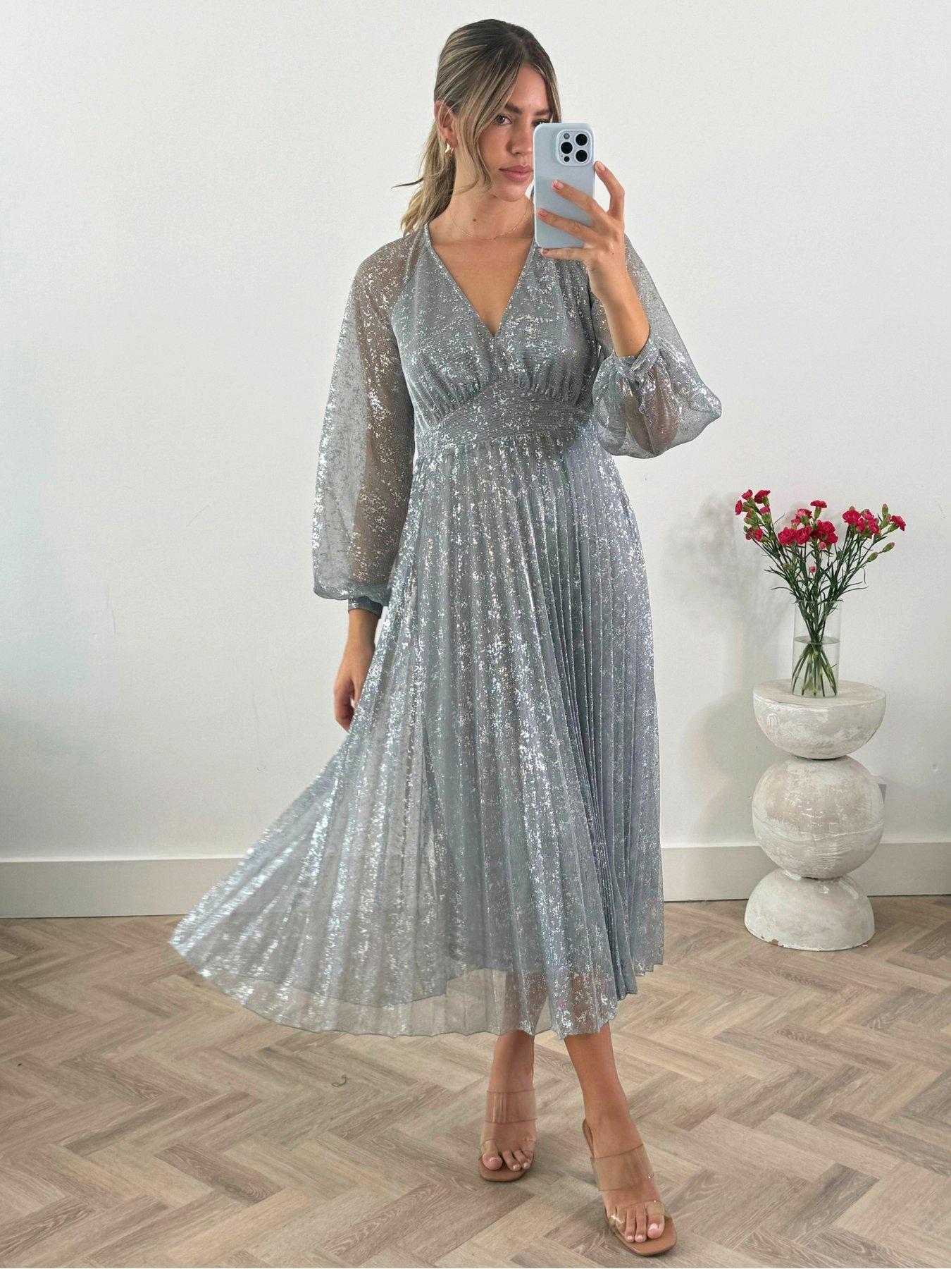 metallic silver dress uk Sasha Metallic Maxi Dress