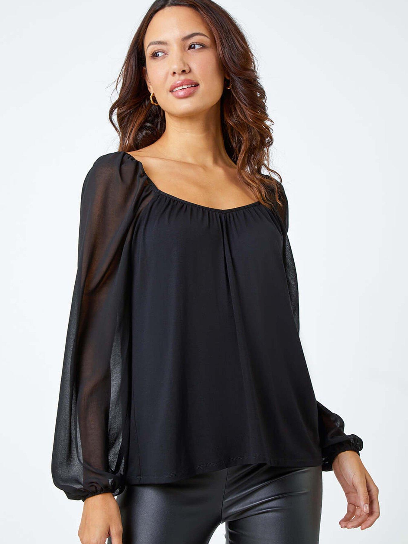 Chiffon puff sleeve top hotsell