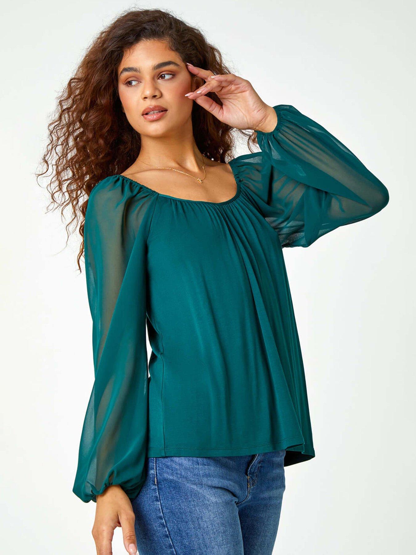 Green chiffon top deals