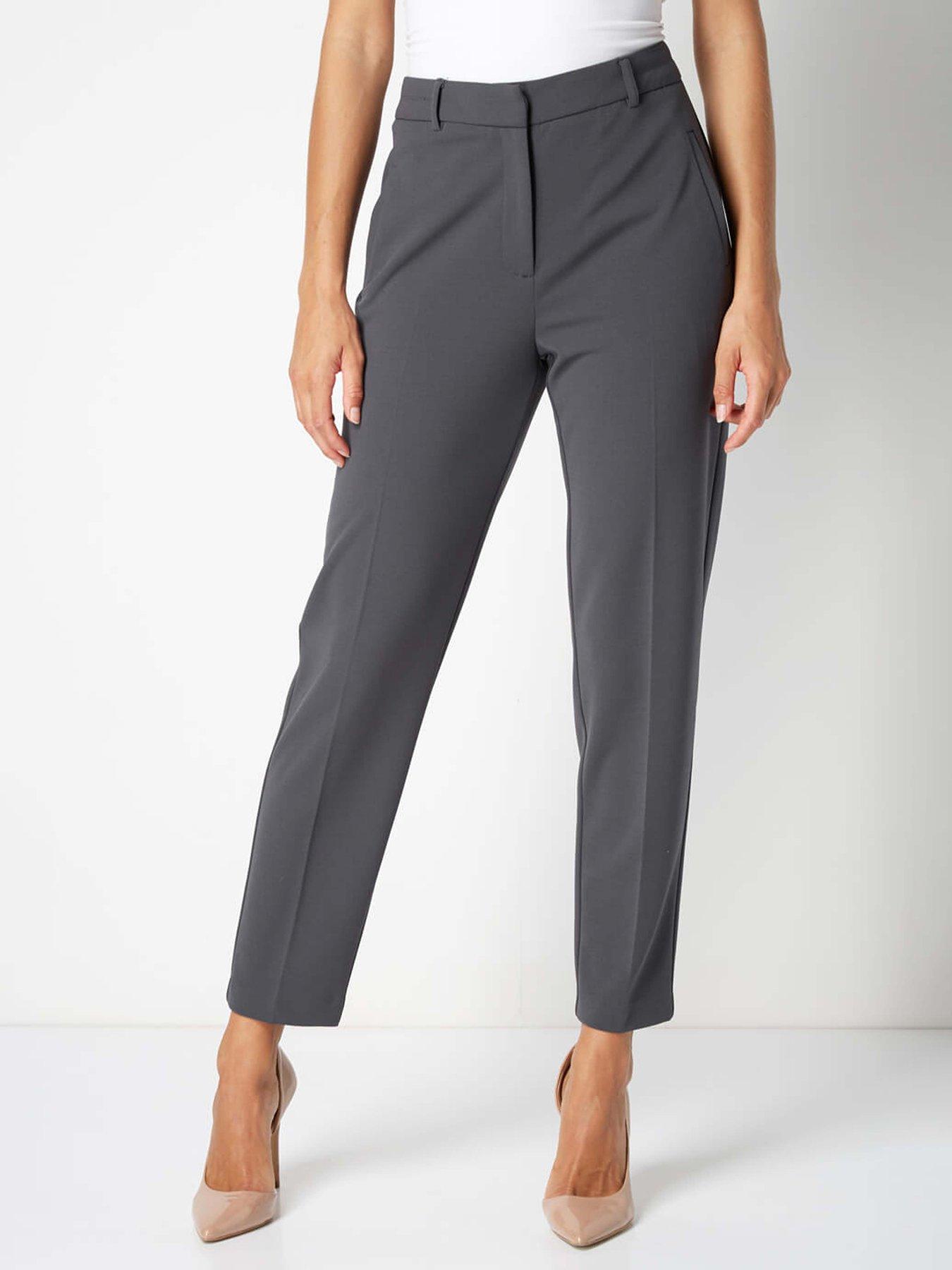 undefined Short Straight Leg Stretch Trouser - Dark Grey