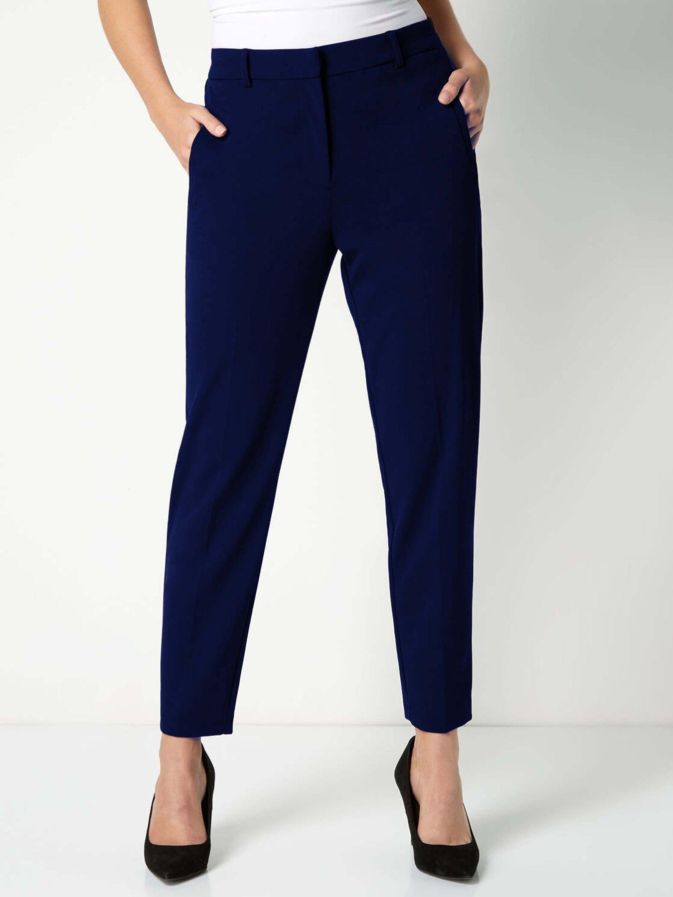 Navy stretch trousers womens hotsell