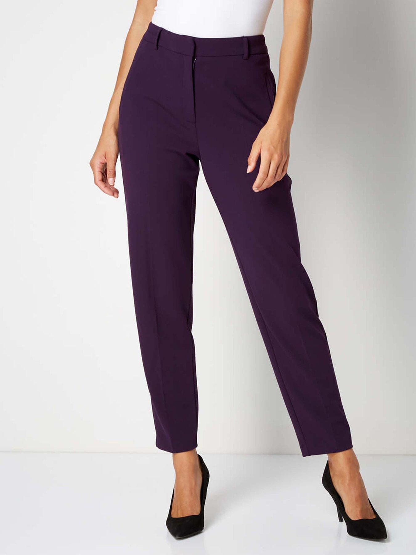 undefined Short Straight Leg Stretch Trouser - Plum