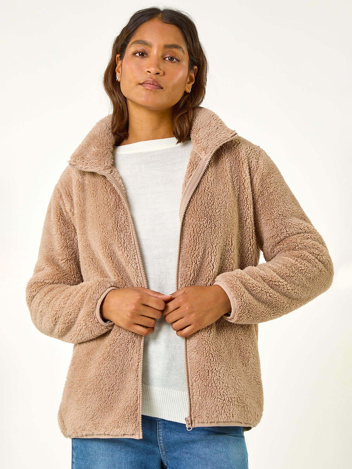 undefined Soft Sherpa Fleece Jacket - Taupe