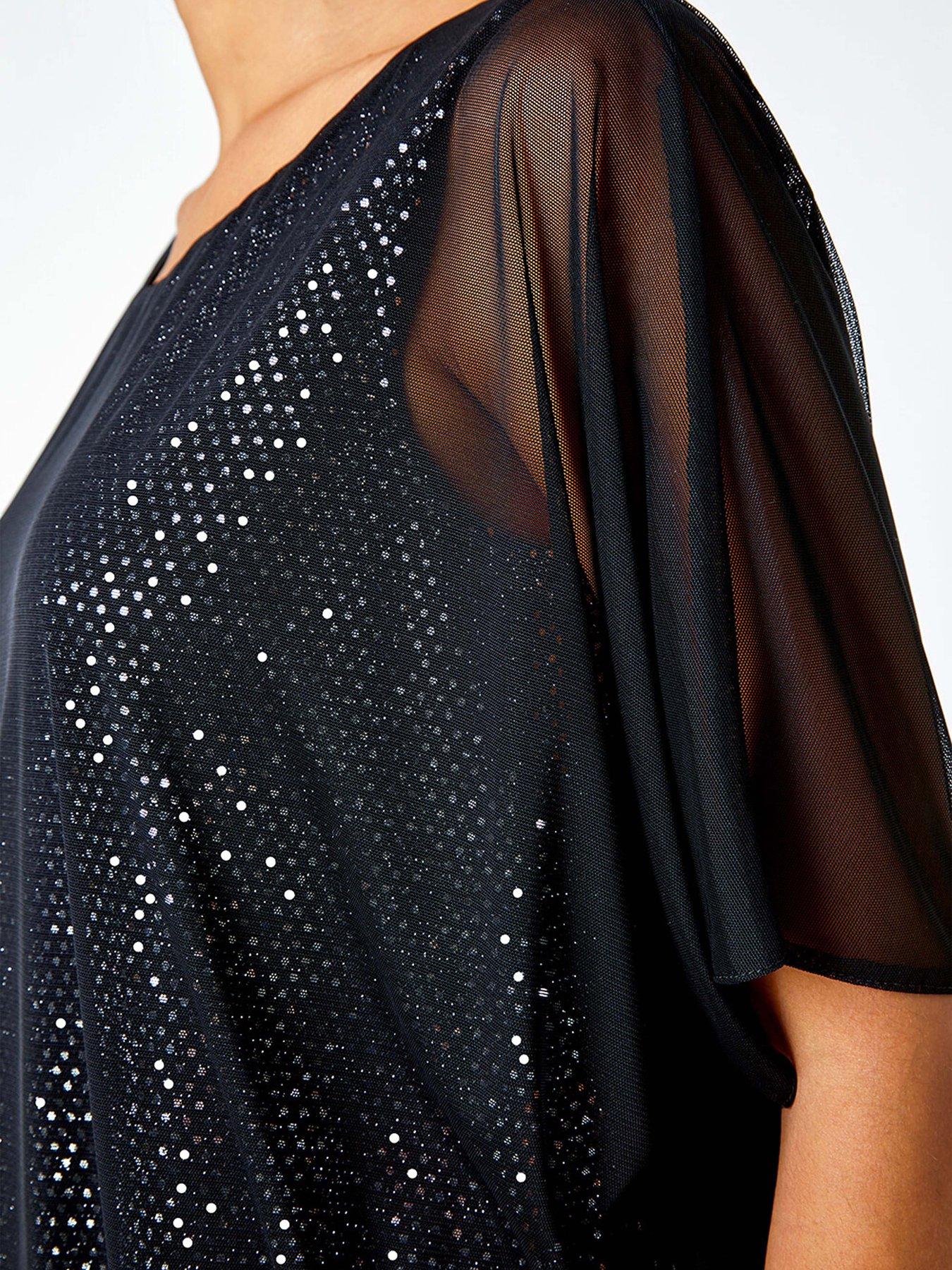 Black chiffon overlay top sales