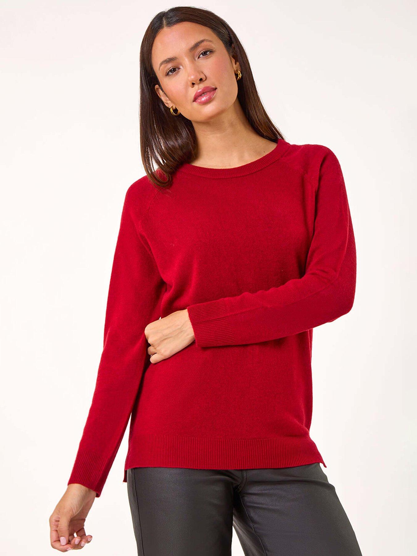 Roman Plain Soft Crew Neck Jumper - Red