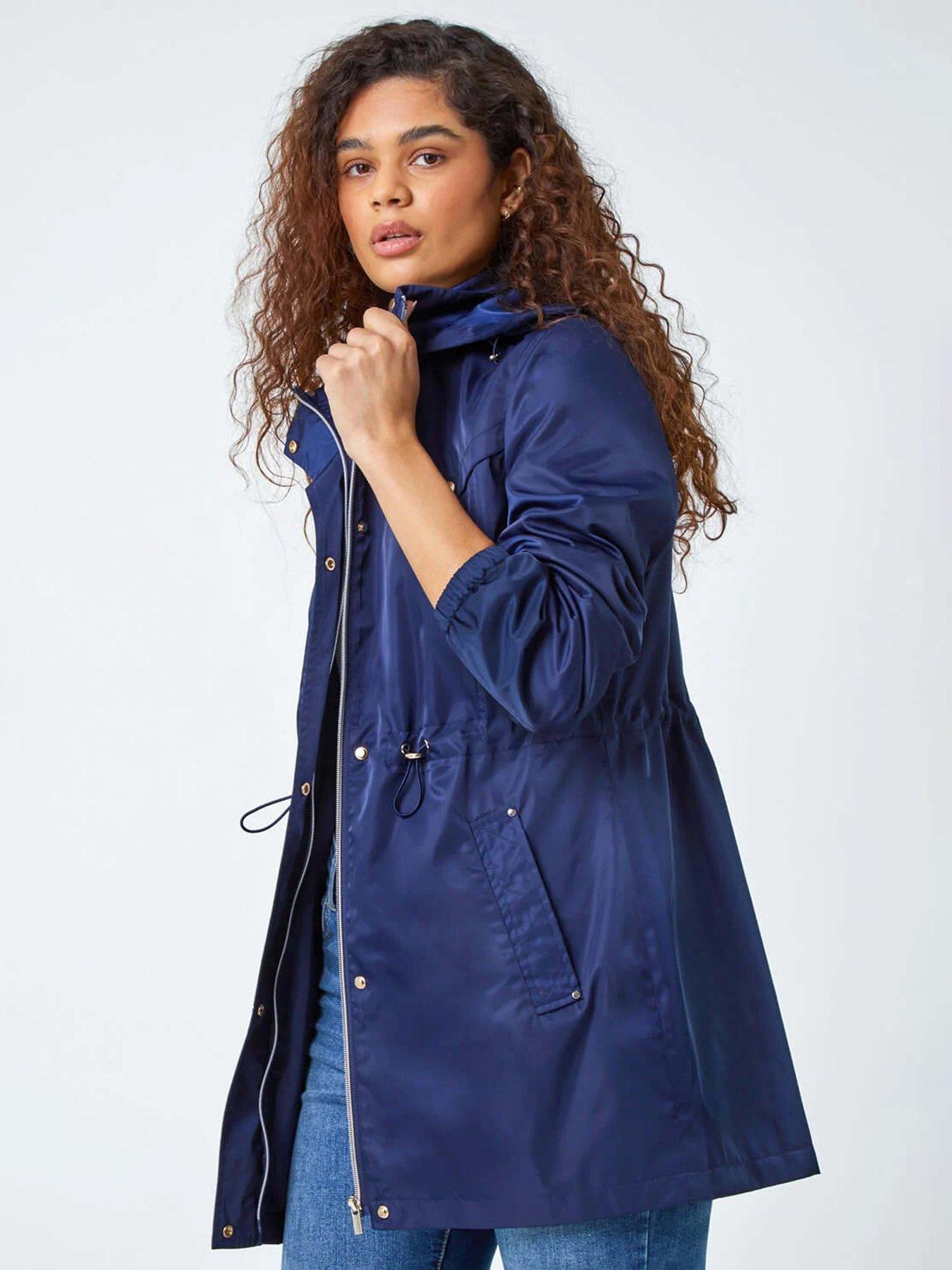 Image 1 of 5 of Roman Shower Resistant Longline Jacket - Navy