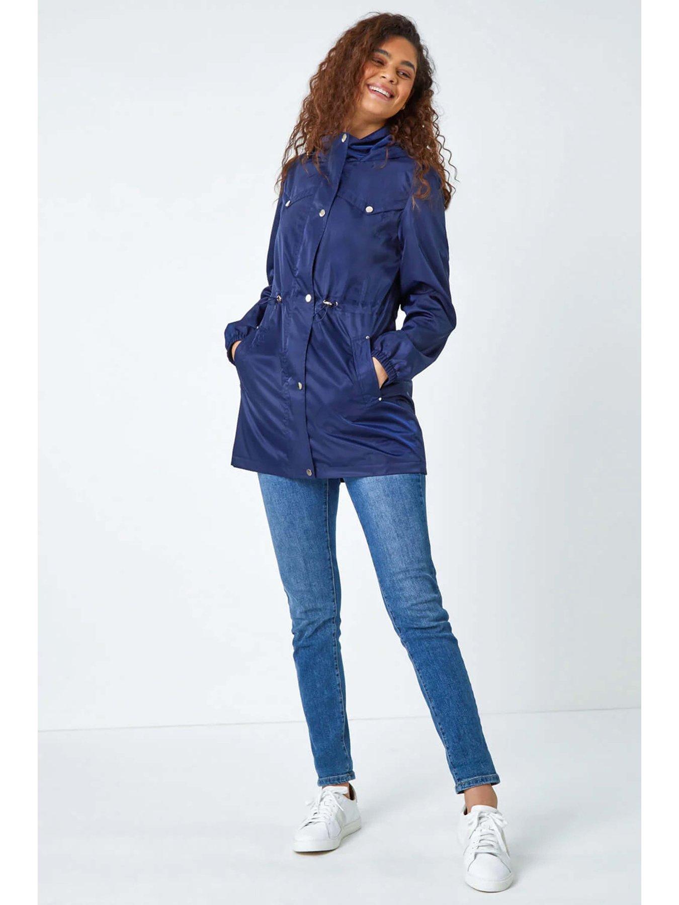 Image 3 of 5 of Roman Shower Resistant Longline Jacket - Navy