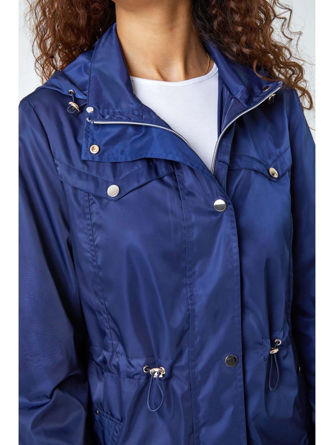 Image 5 of 5 of Roman Shower Resistant Longline Jacket - Navy