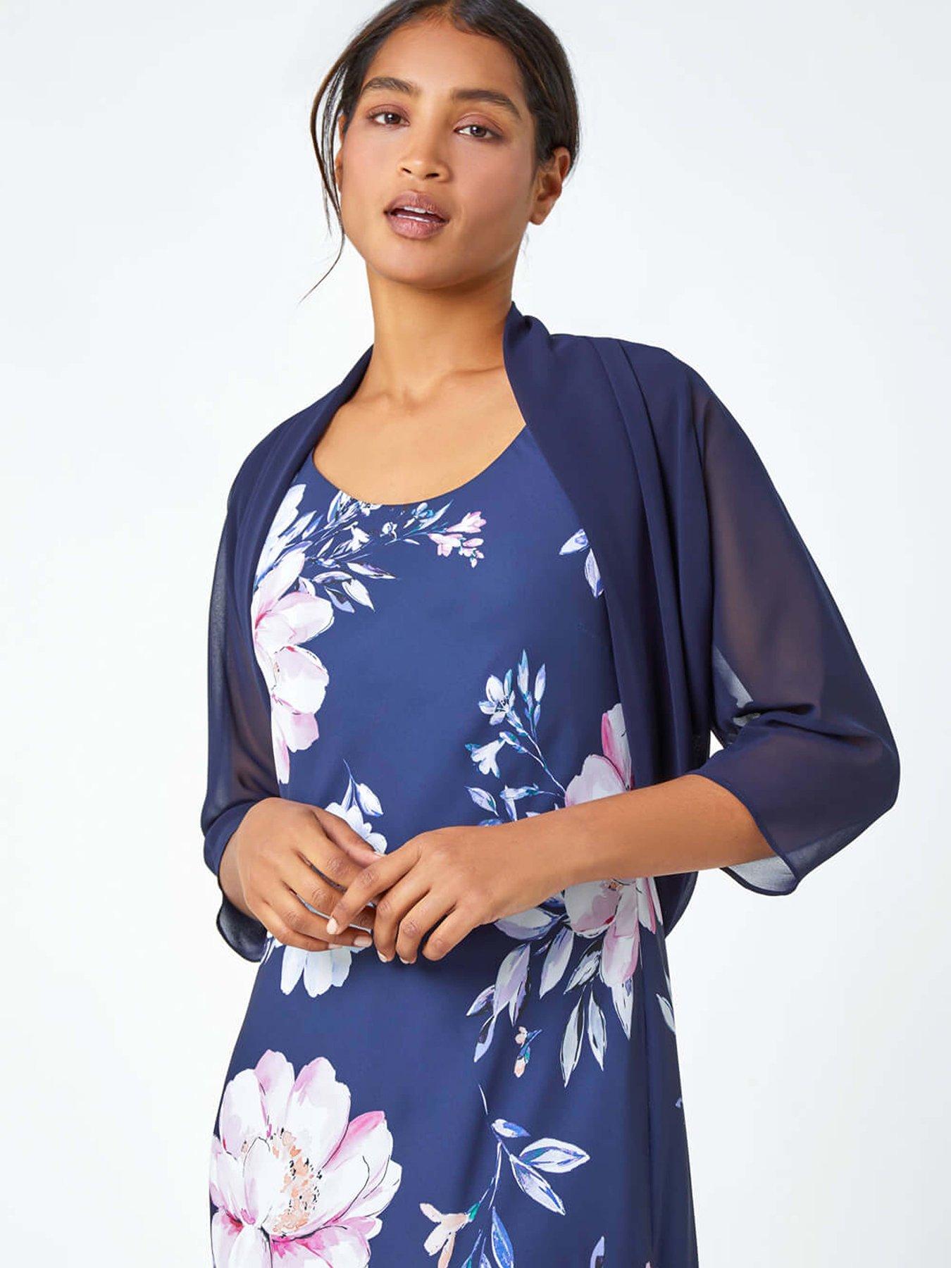 Roman Ruched Hem Chiffon Bolero Navy Very
