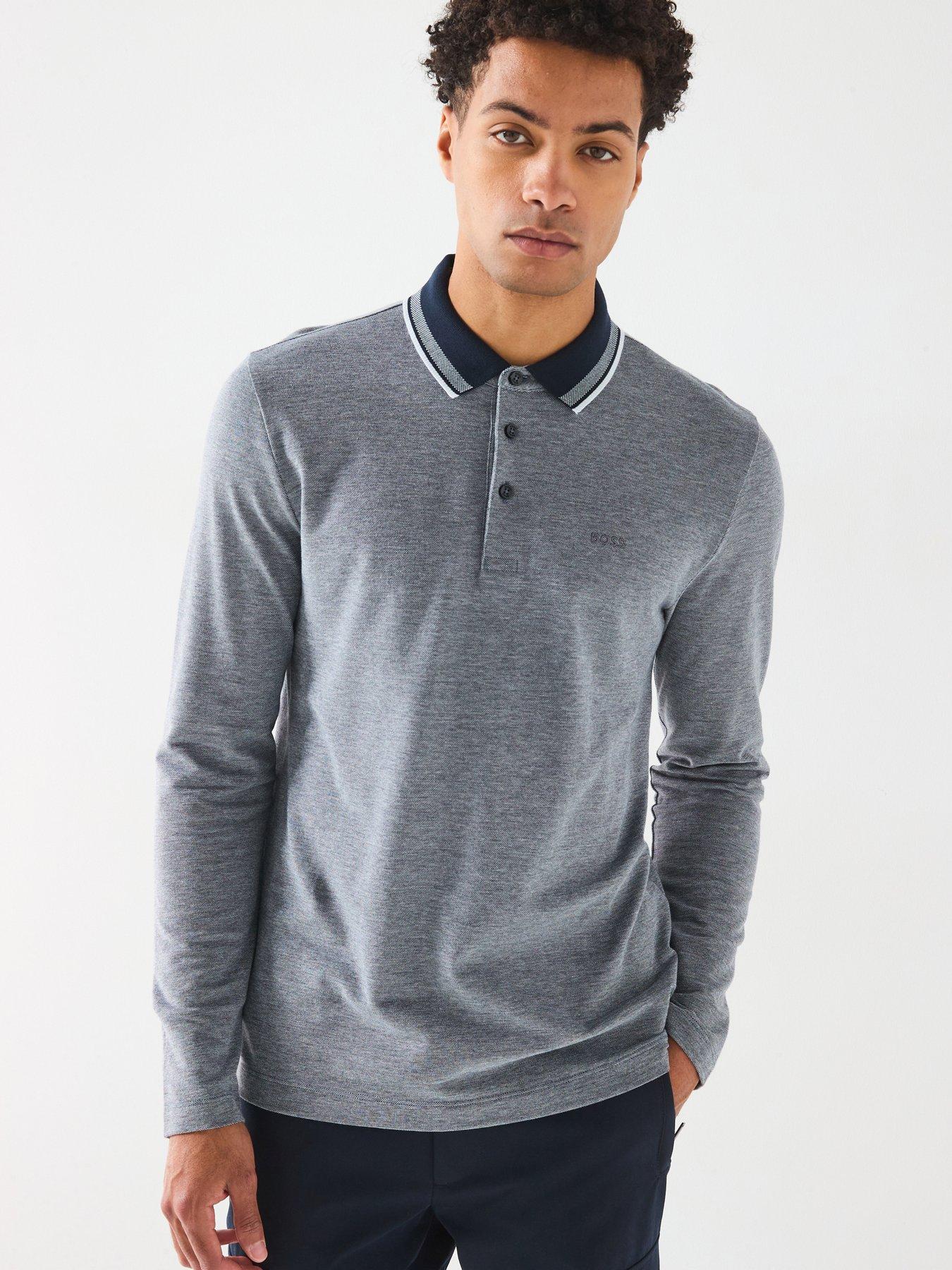 undefined H-Pittman 141 Regular Fit Tipping Logo Oxford Long Sleeve Polo Shirt - Navy