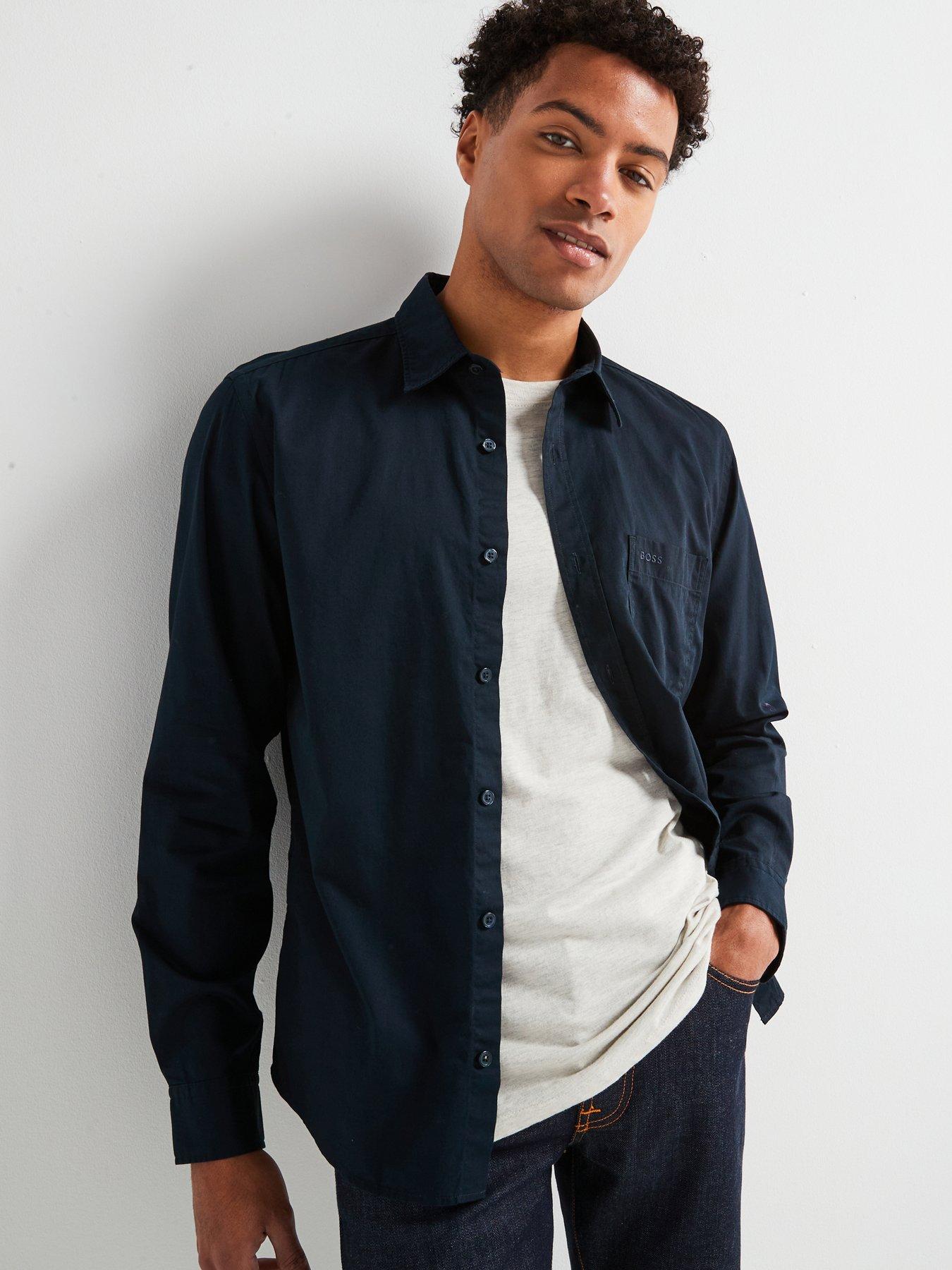 undefined Liam Regular Fit Pocket Logo Shirt - Navy