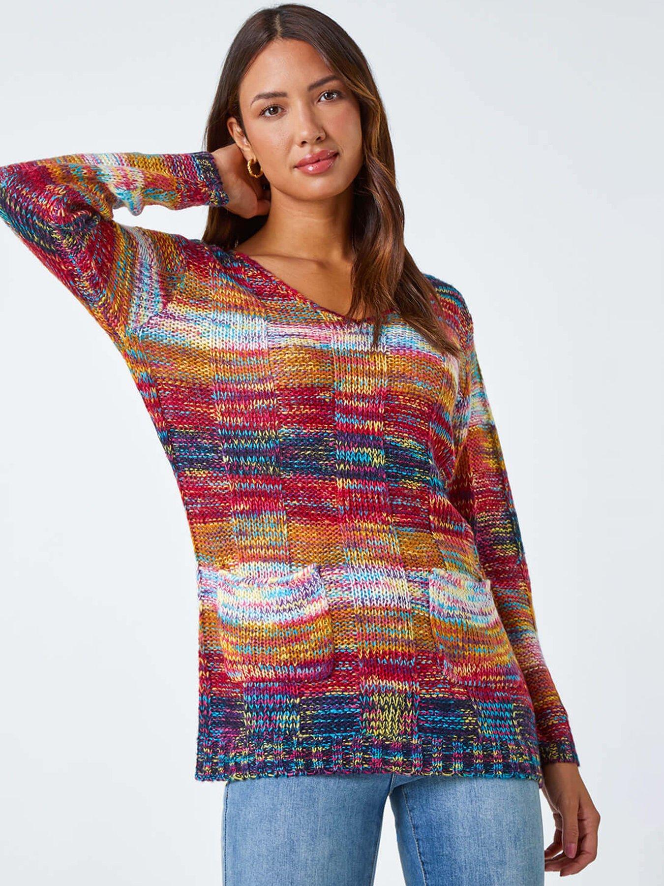 Roman Mixed Yarn Pocket Detail Jumper - Multi