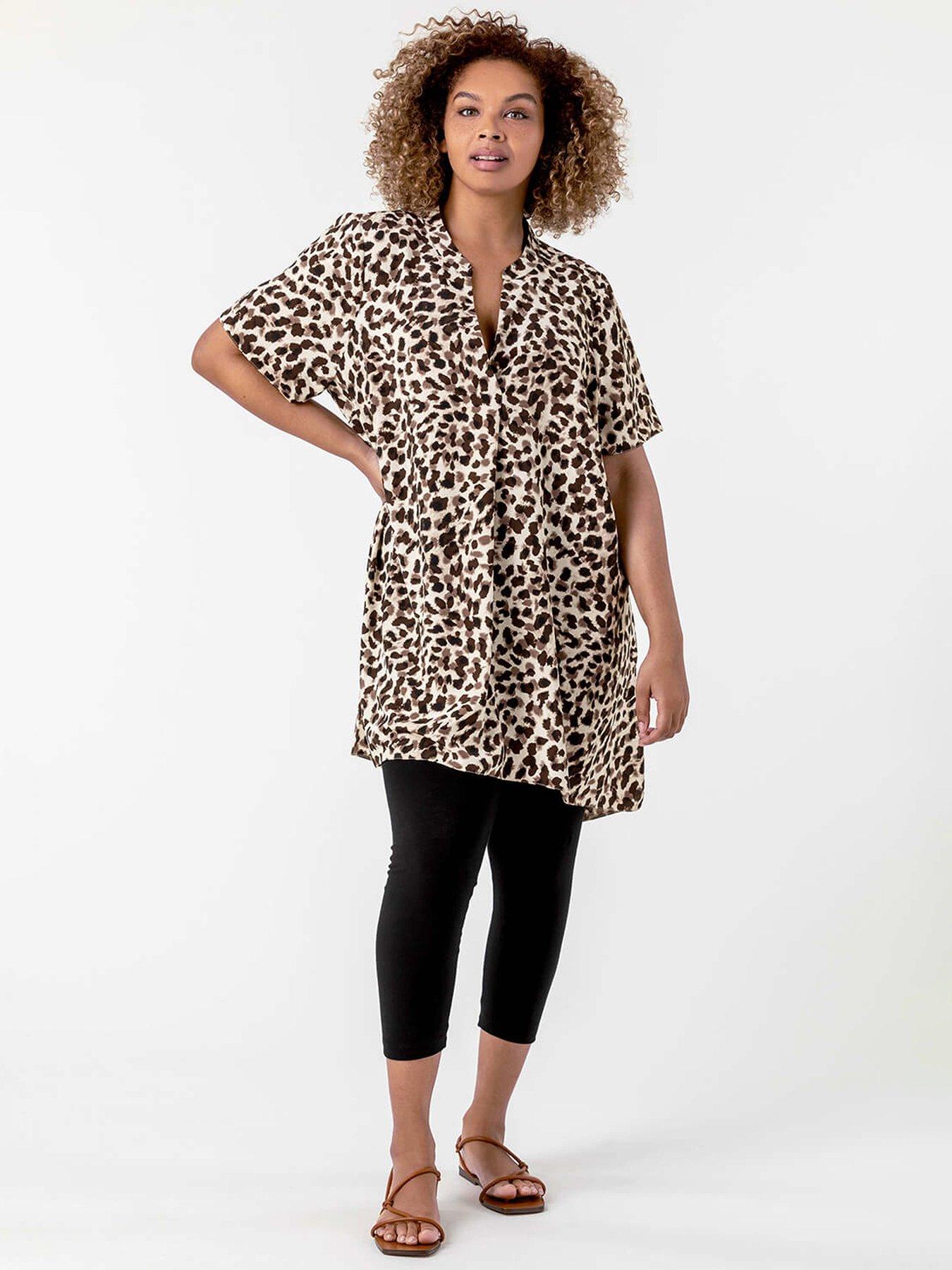 Roman Curve Plain Cropped Leggings - Black