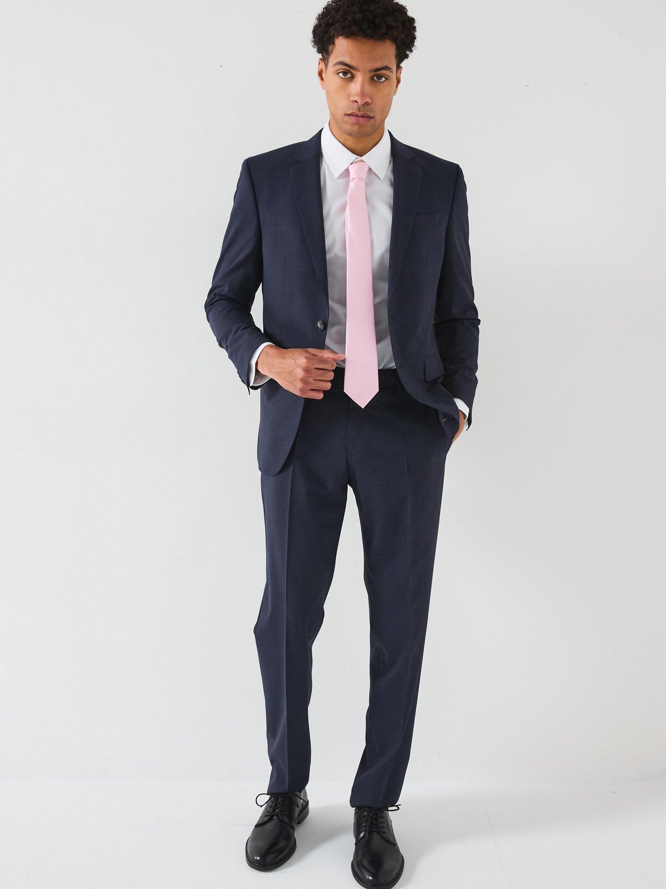undefined H-huge 224 Slim Fit Pindot 2 Piece Suit - Navy