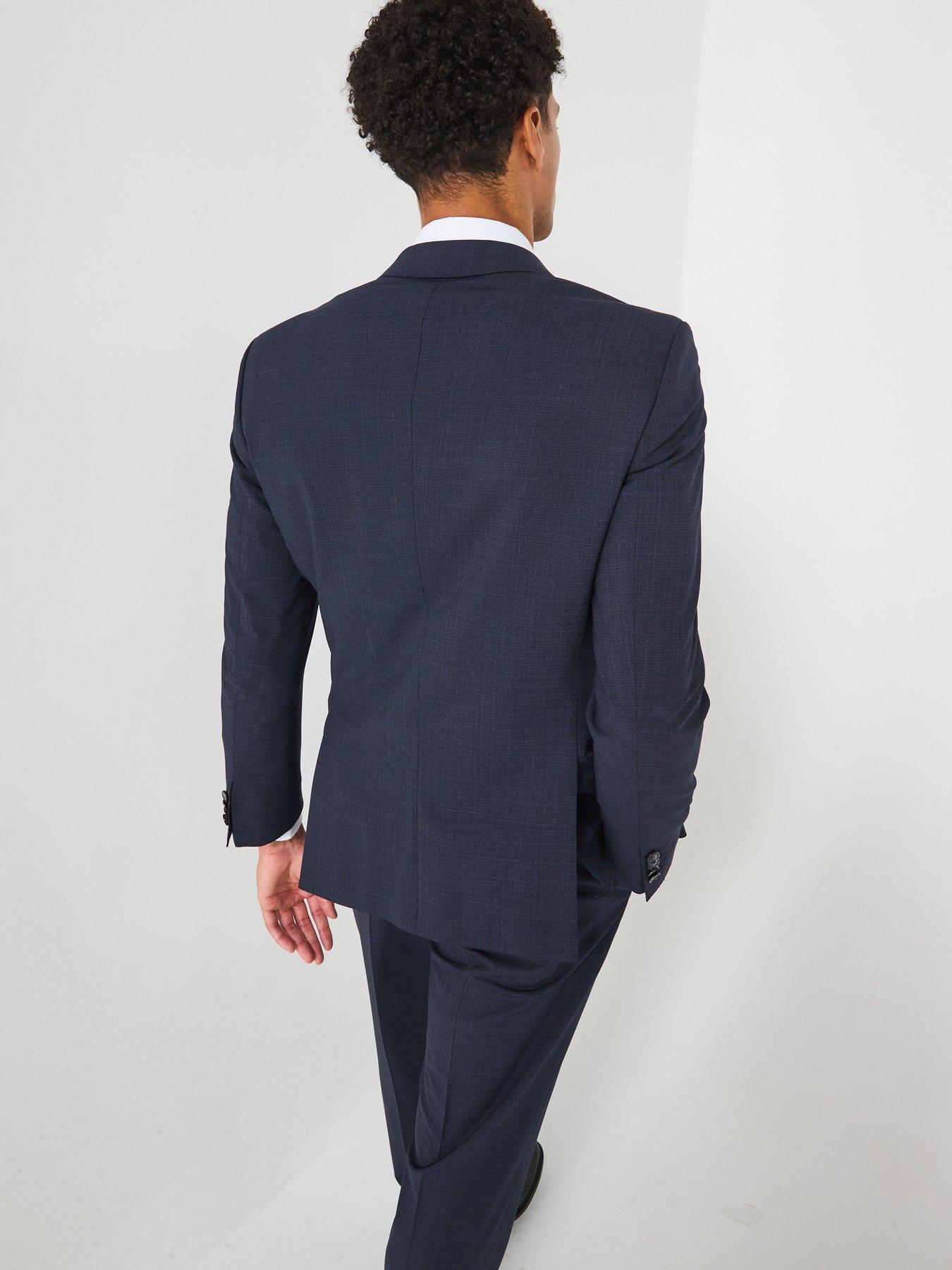 Image 2 of 6 of BOSS H-huge 224 Slim Fit Pindot 2 Piece Suit - Navy
