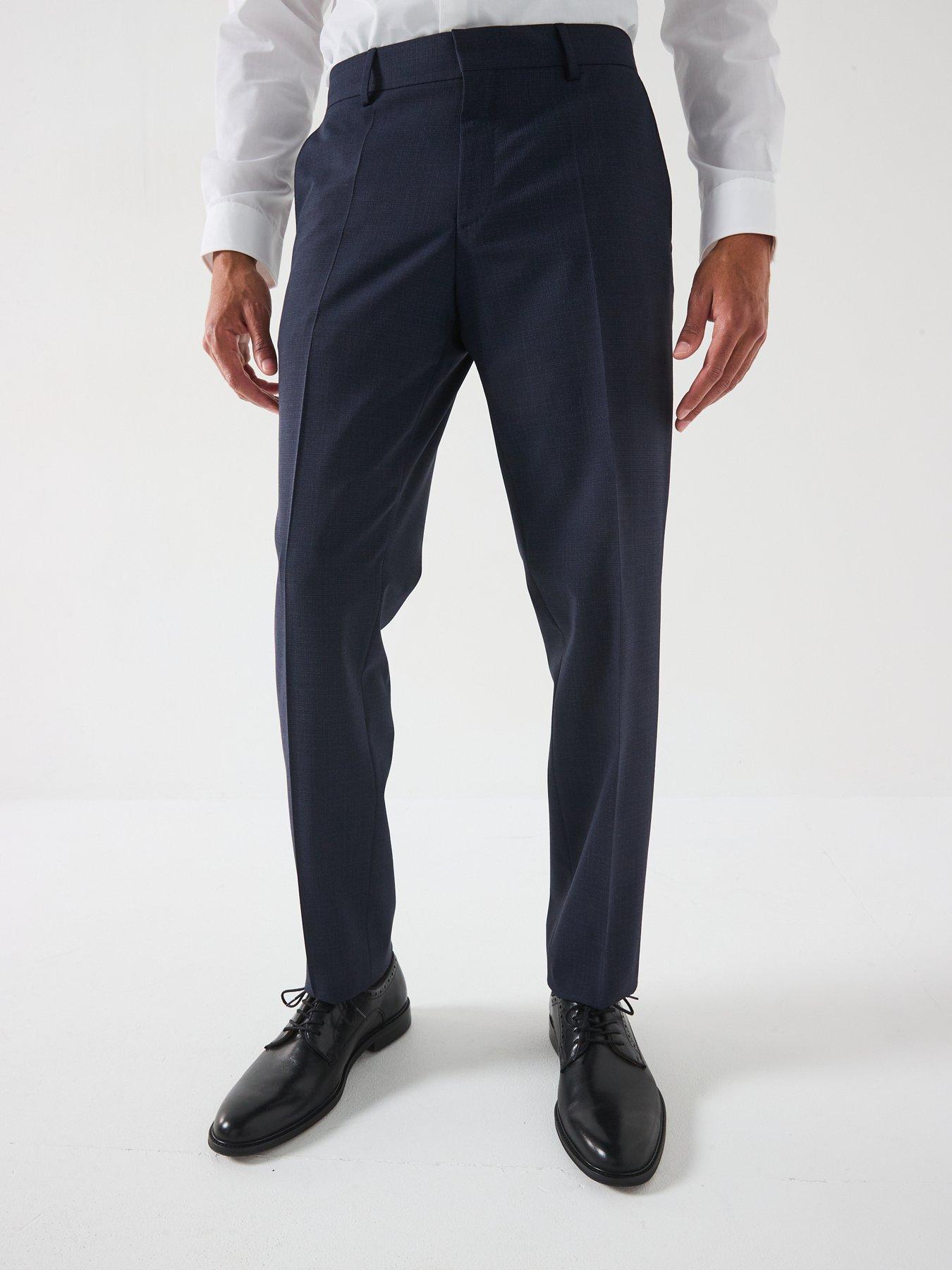 Image 4 of 6 of BOSS H-huge 224 Slim Fit Pindot 2 Piece Suit - Navy