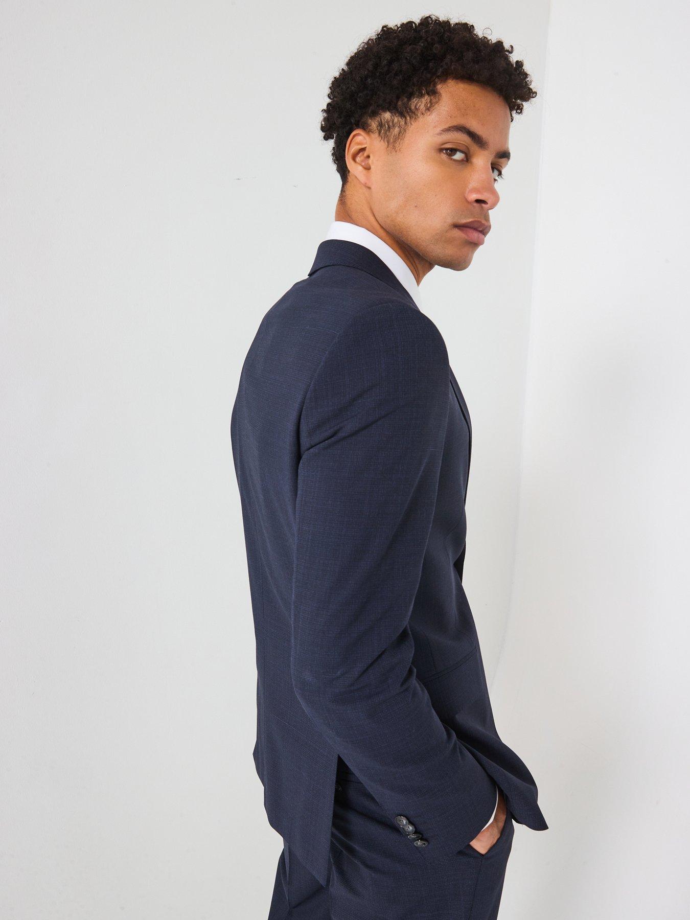 Image 5 of 6 of BOSS H-huge 224 Slim Fit Pindot 2 Piece Suit - Navy