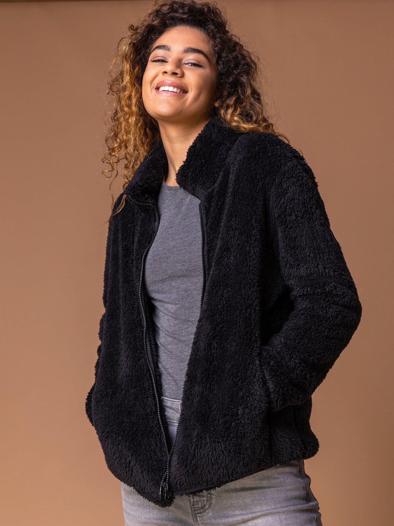 Roman Soft Sherpa Fleece Jacket - Black