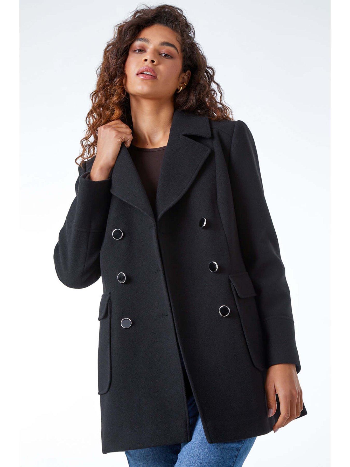 Roman Double Breasted Smart Coat Black Very