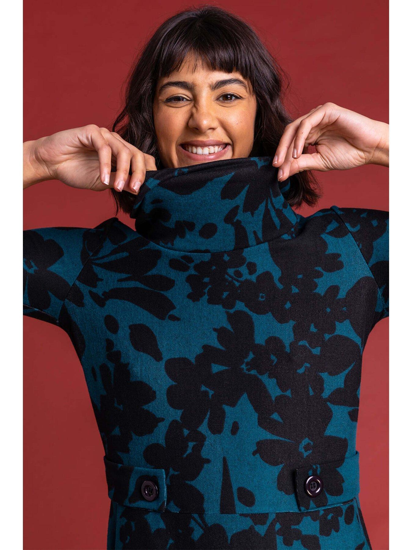 Dress Forum Teal Floral Cowl Midi
