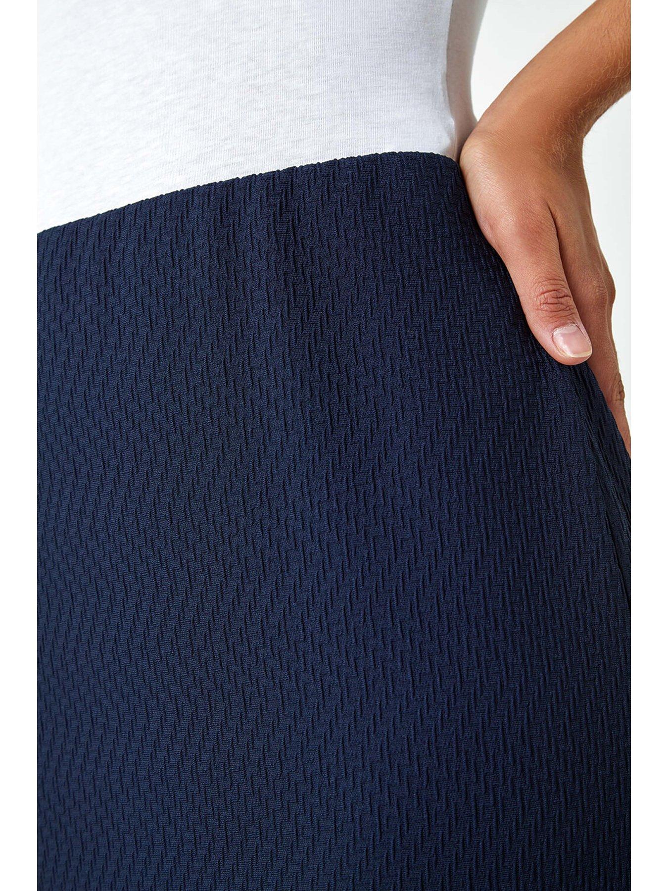 Image 5 of 5 of Roman Textured Pencil Midi Skirt - Navy