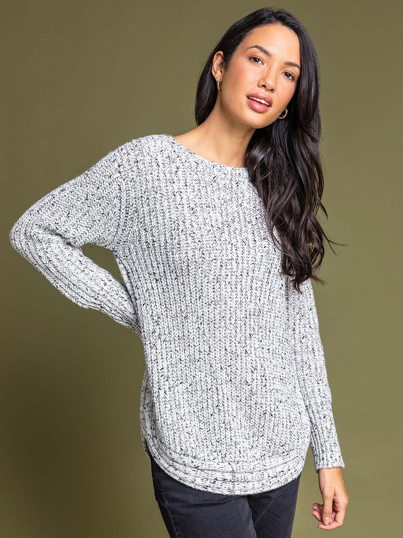 Roman Curved Hem Stitch Detail Jumper - Ivory