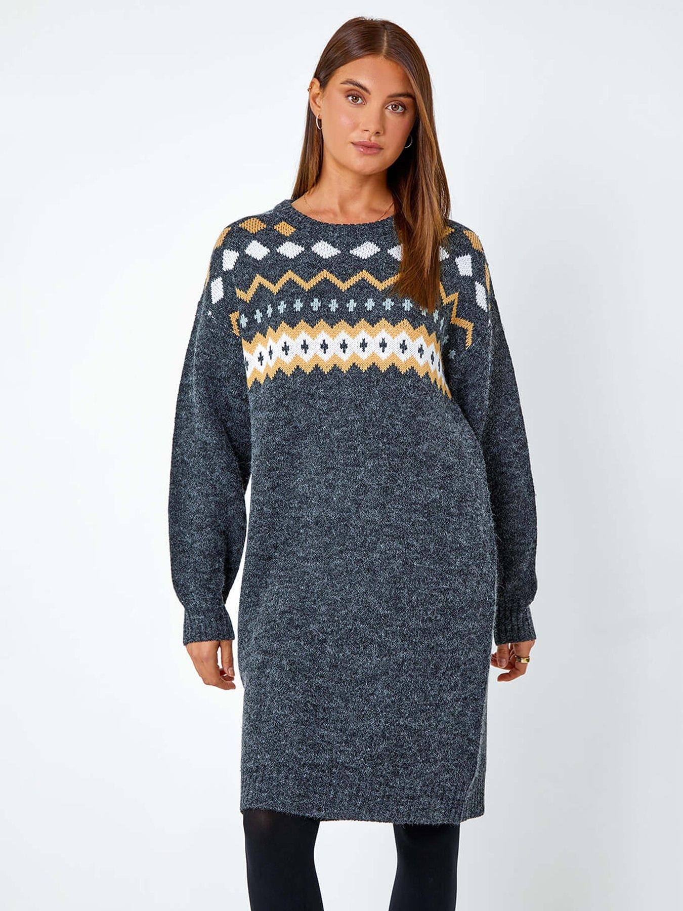 charcoal grey jumper dress Yours Women's Plus Size Charcoal Grey Zip Neck Ribbed Jumper Dress Size 22-24