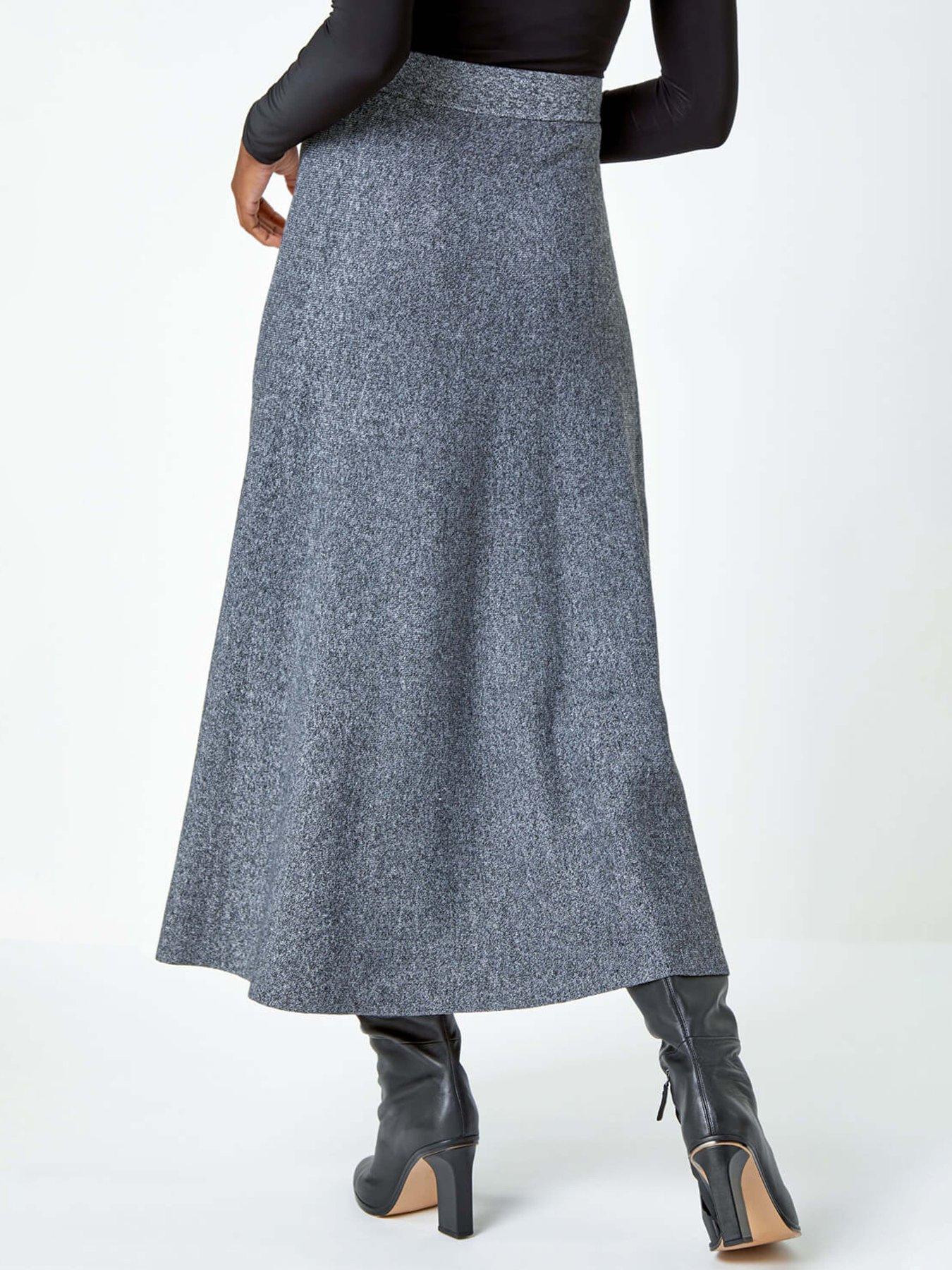 Grey a line midi skirt sale