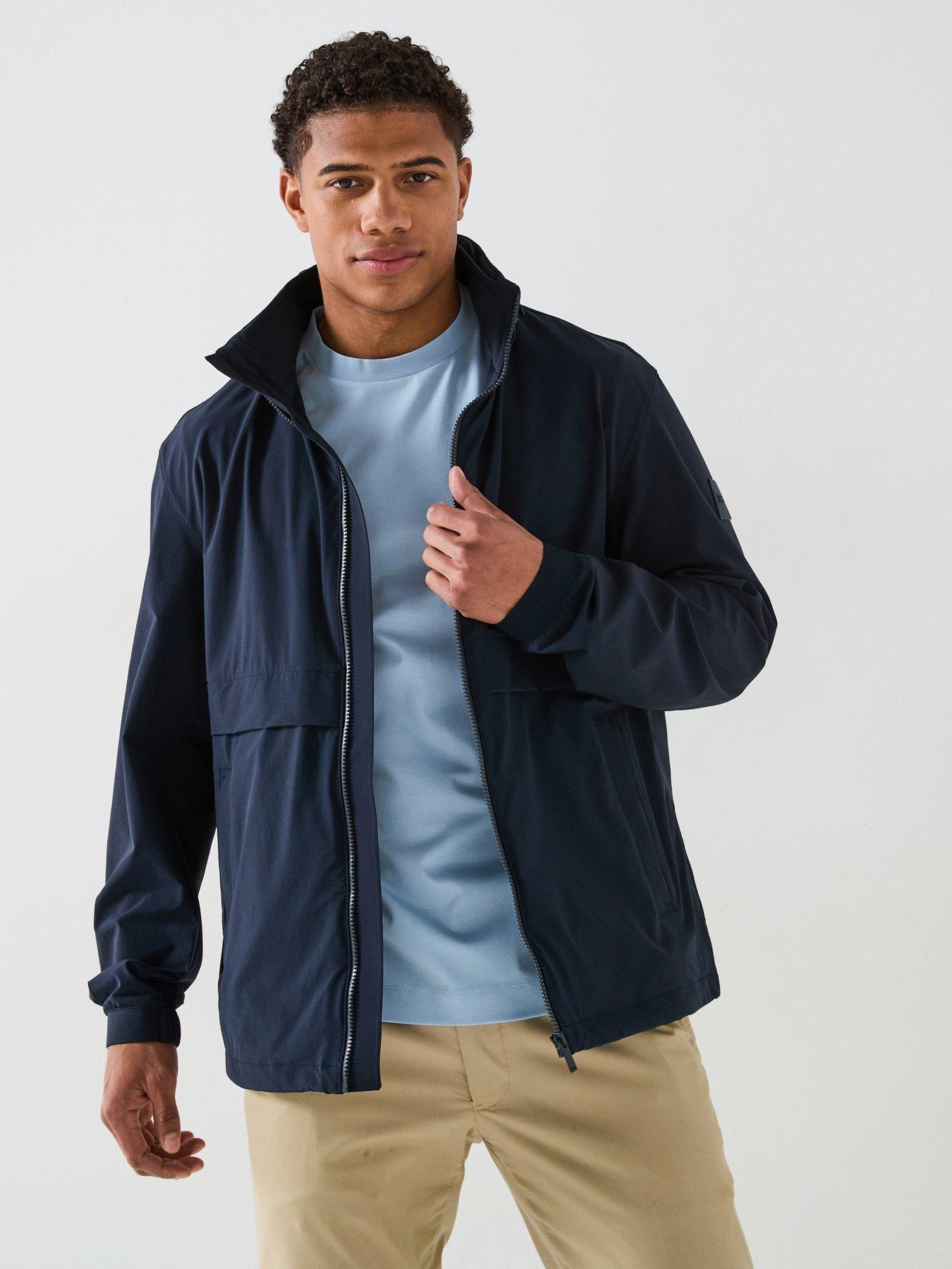 undefined P-caldar Regular Fit Stretch Nylon Harrington Jacket - Navy