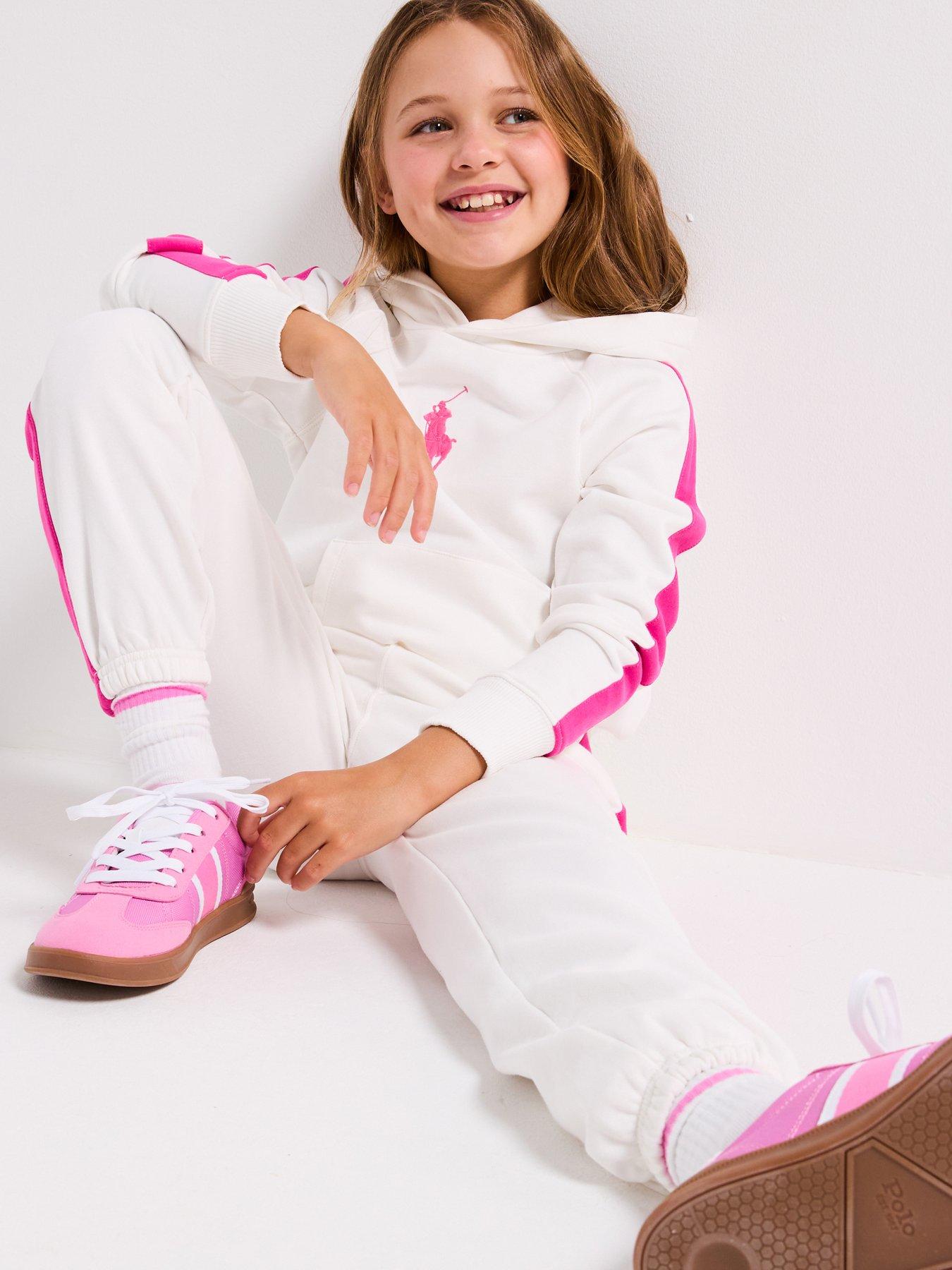 Image 1 of 6 of Polo Ralph Lauren Girls Hoodie - Pink/White