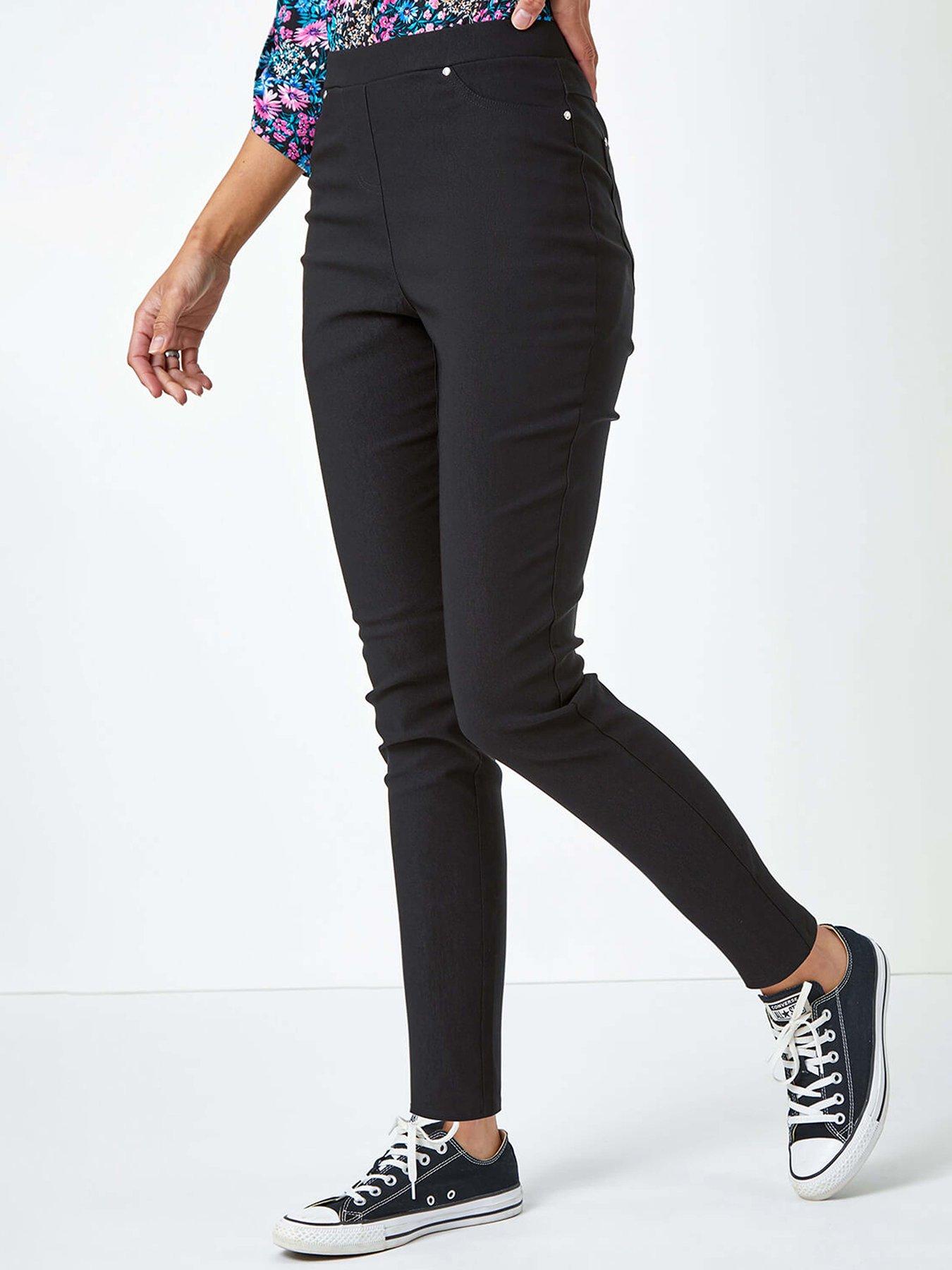 Roman Stretch Jean Trouser, Black, Size 20, Women