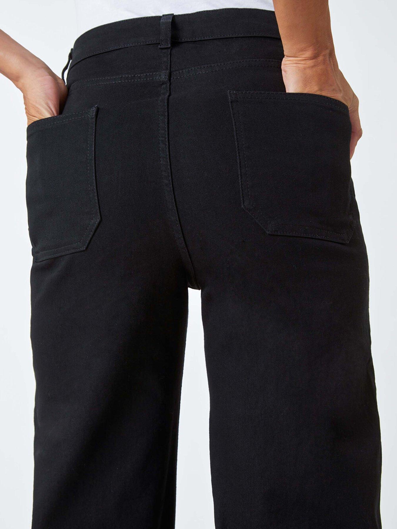 Image 4 of 5 of Roman Wide Leg Stretch Denim Jeans - Black
