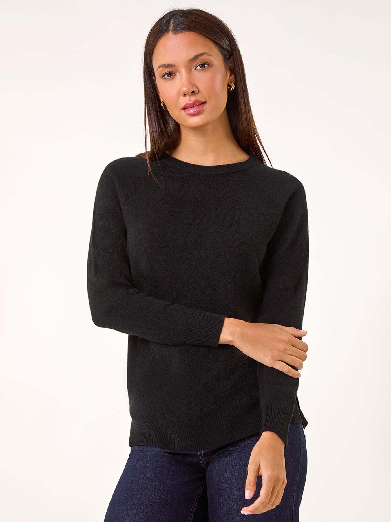 undefined Plain Soft Crew Neck Jumper - Black