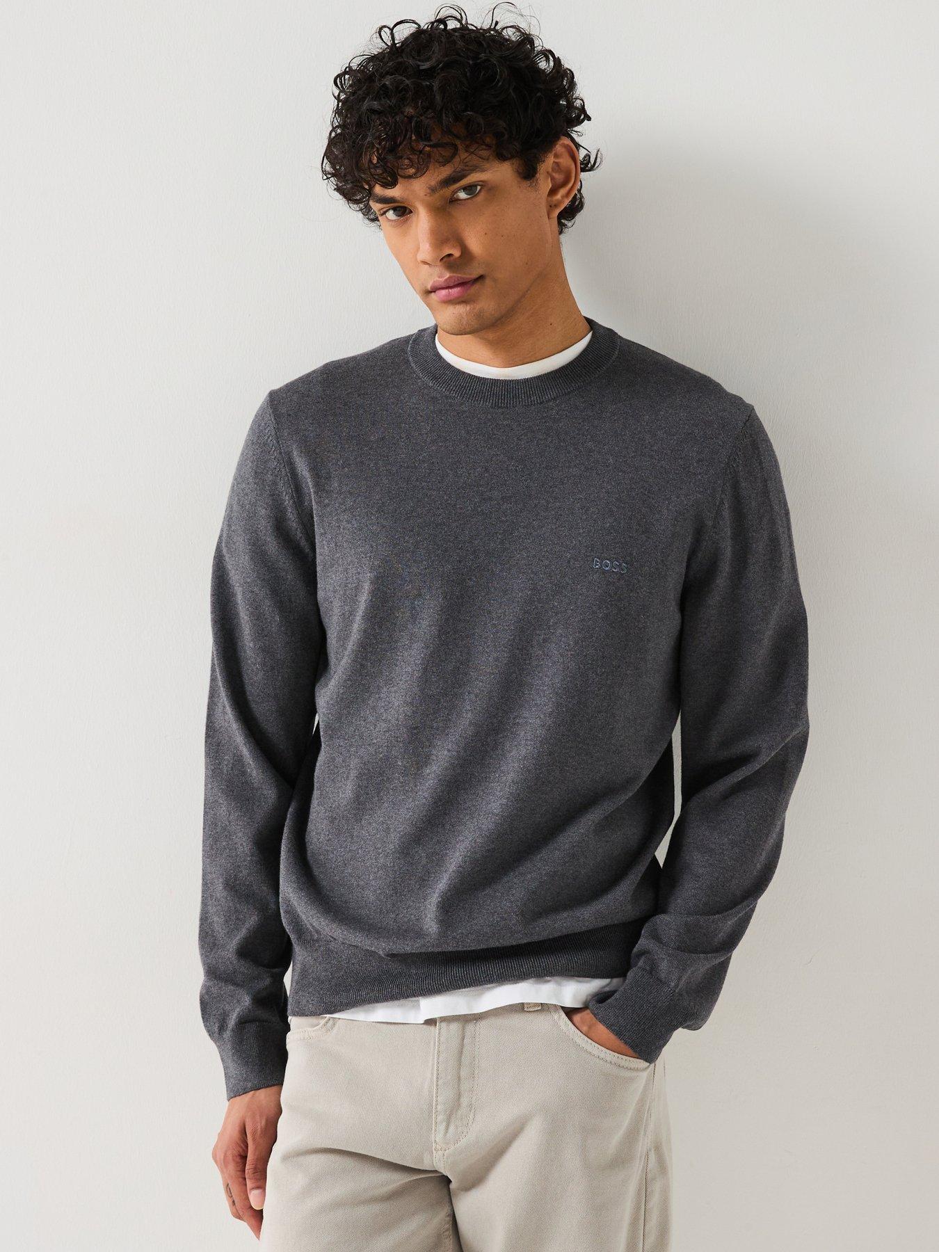 undefined Pacas-L Regular Fit Cotton Crew Textured Knitted Jumper - Grey