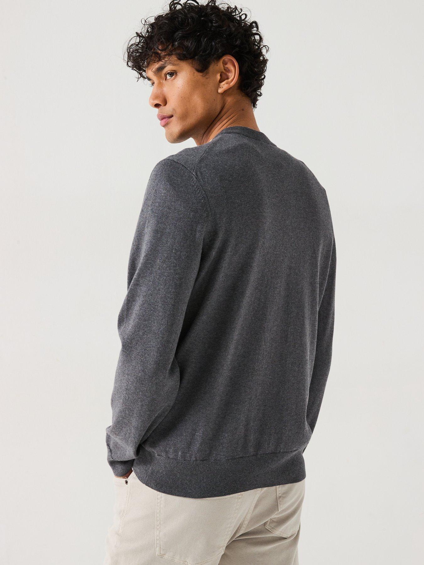 Image 2 of 5 of BOSS Pacas-L Regular Fit Cotton Crew Textured Knitted Jumper - Grey