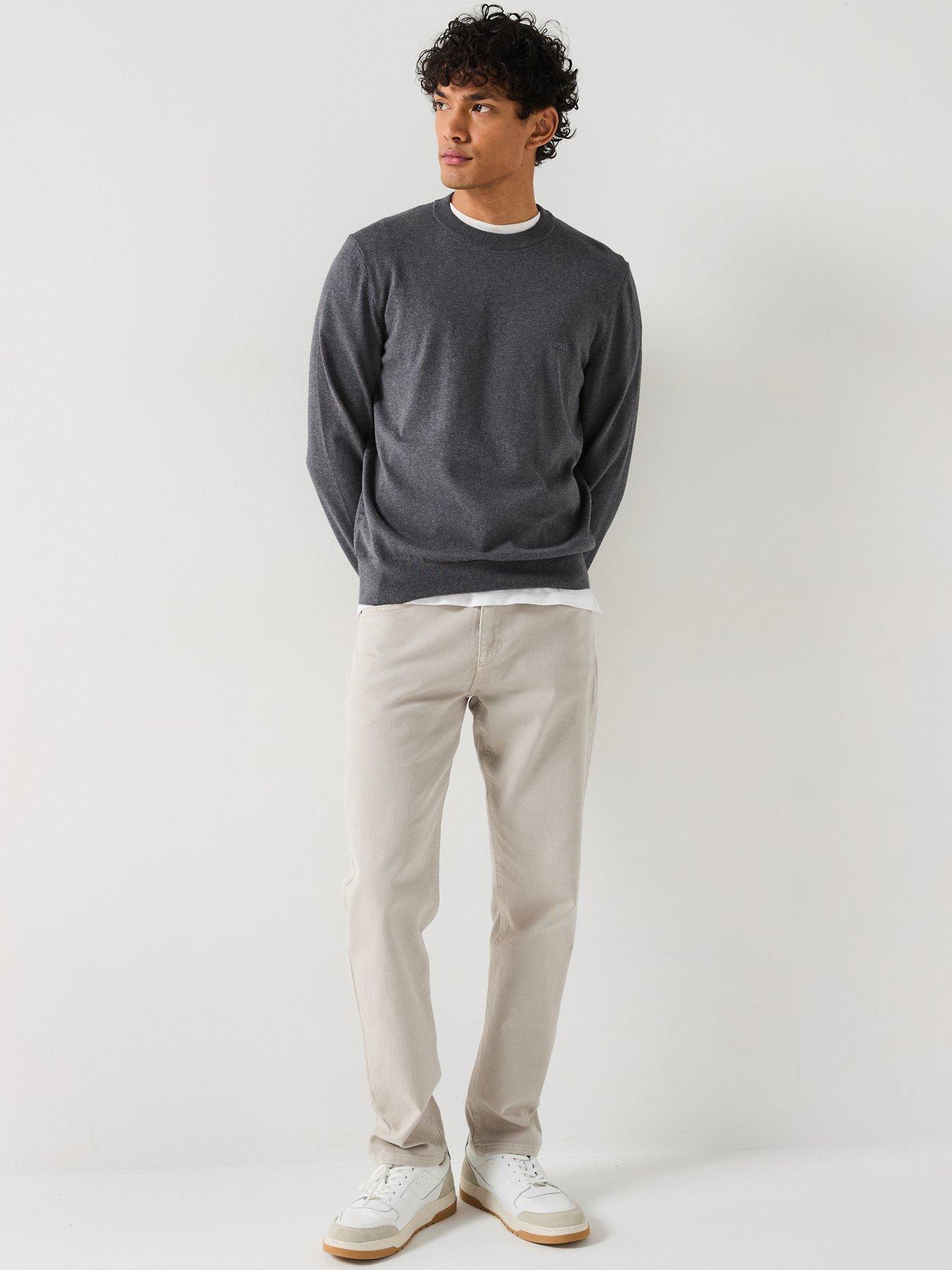 Image 3 of 5 of BOSS Pacas-L Regular Fit Cotton Crew Textured Knitted Jumper - Grey