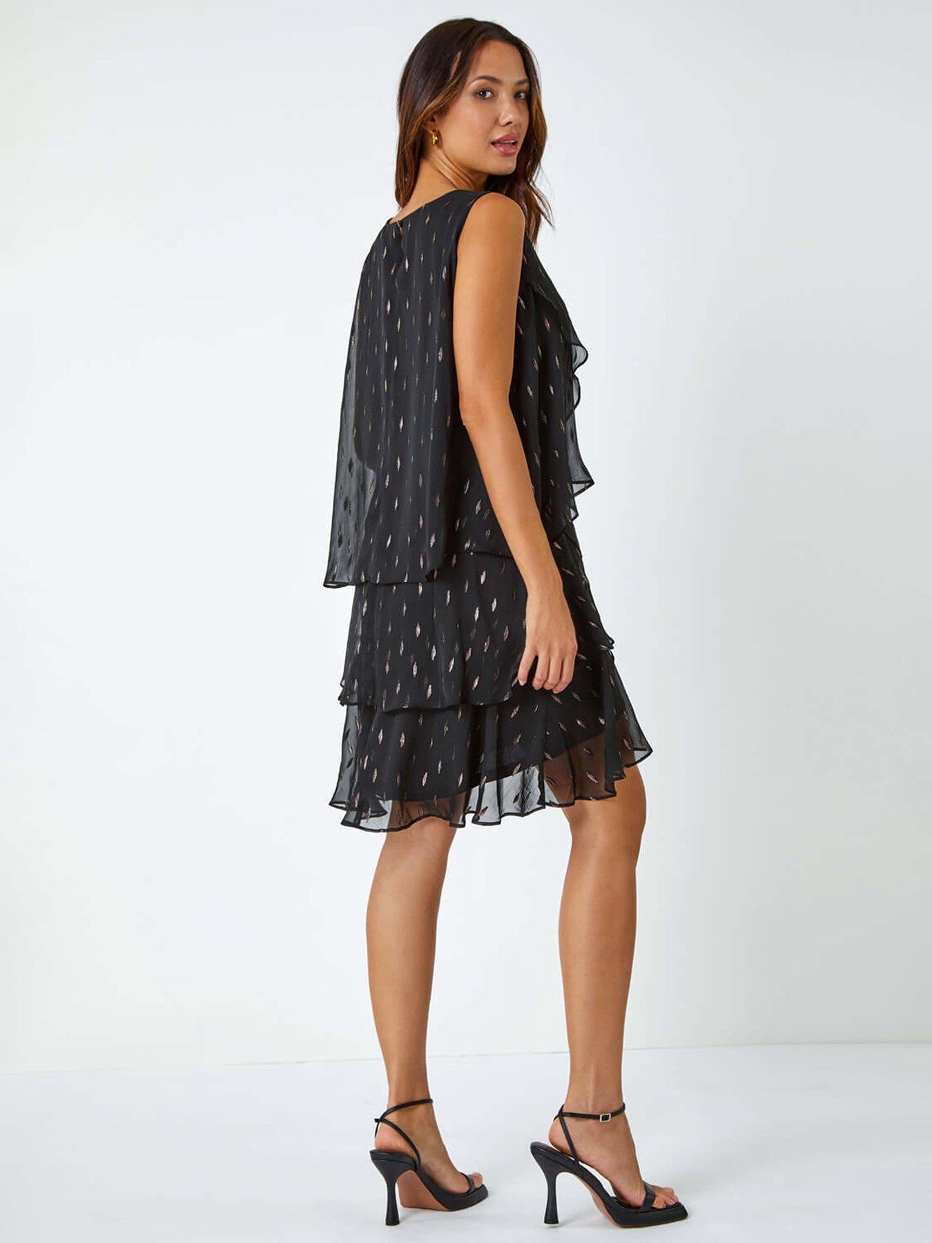 13296 Grey Tiered Shimmer Dress