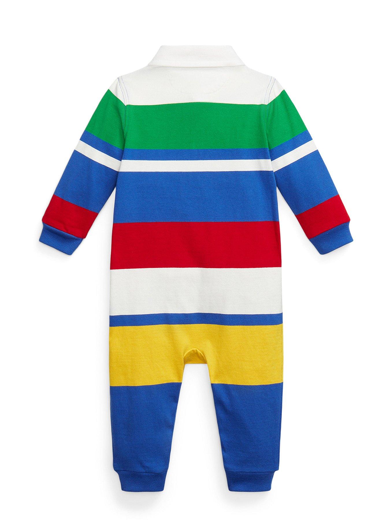 Image 2 of 2 of Polo Ralph Lauren Baby Boys Stripe Rugby Coverall - Multi