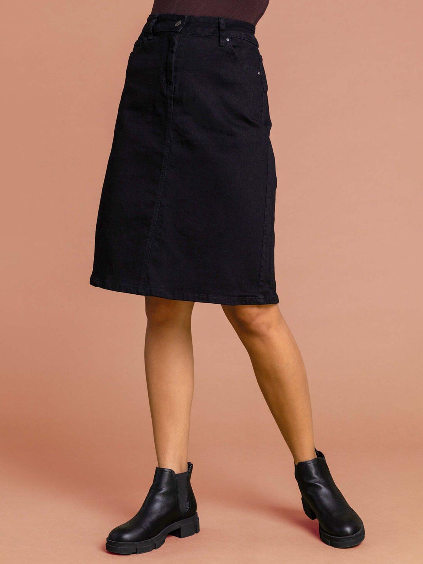 Black denim skirt sale best sale