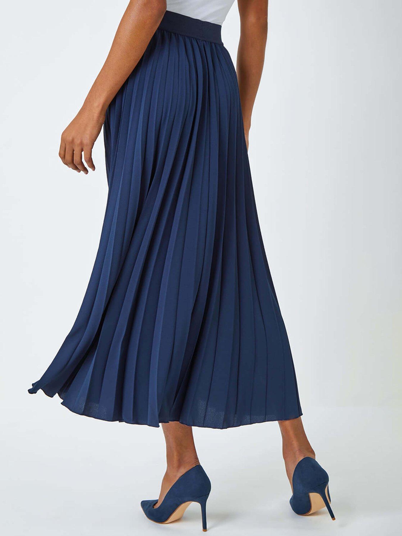 Roman Pleated Maxi Stretch Skirt Navy Very