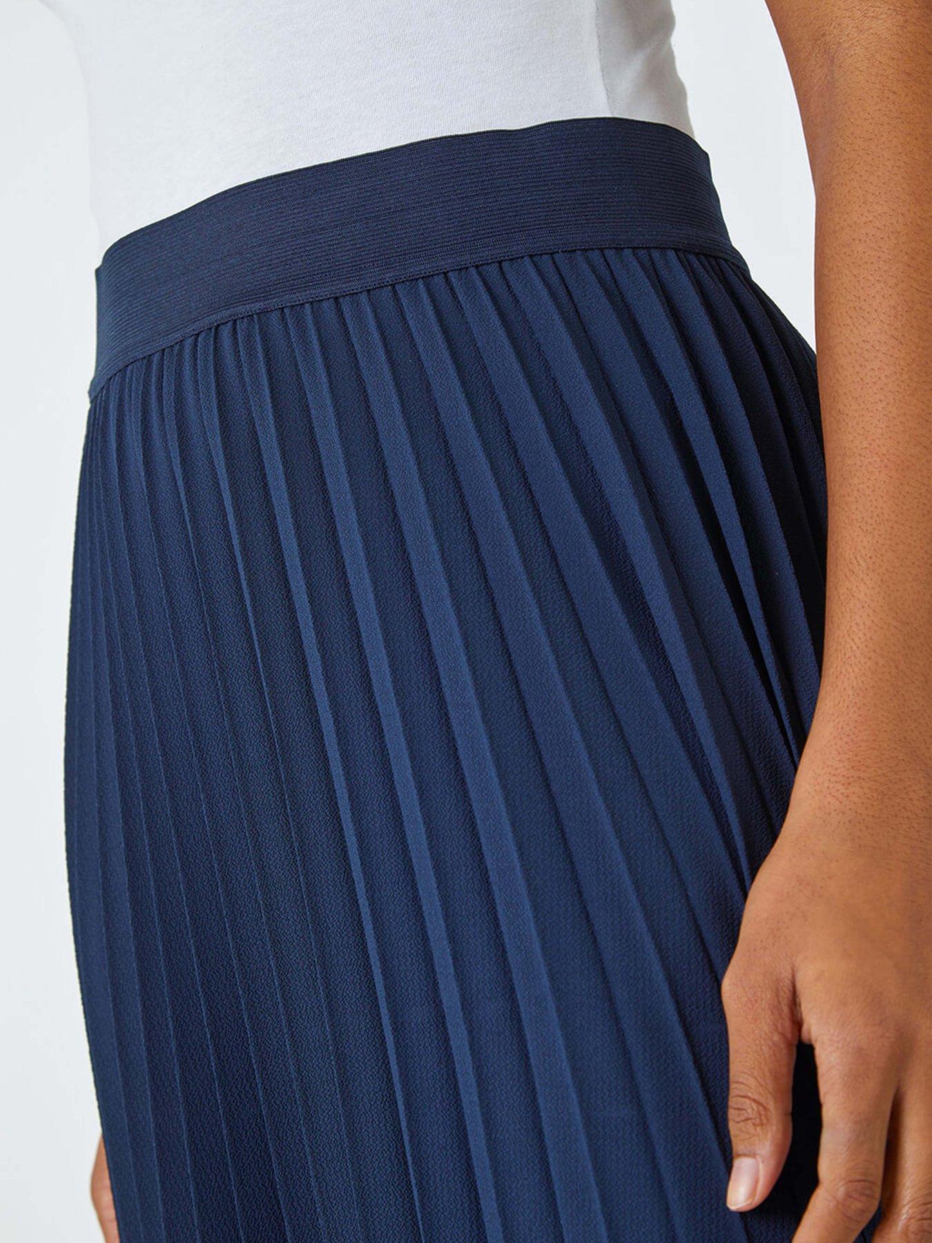 Roman Pleated Maxi Stretch Skirt Navy Very