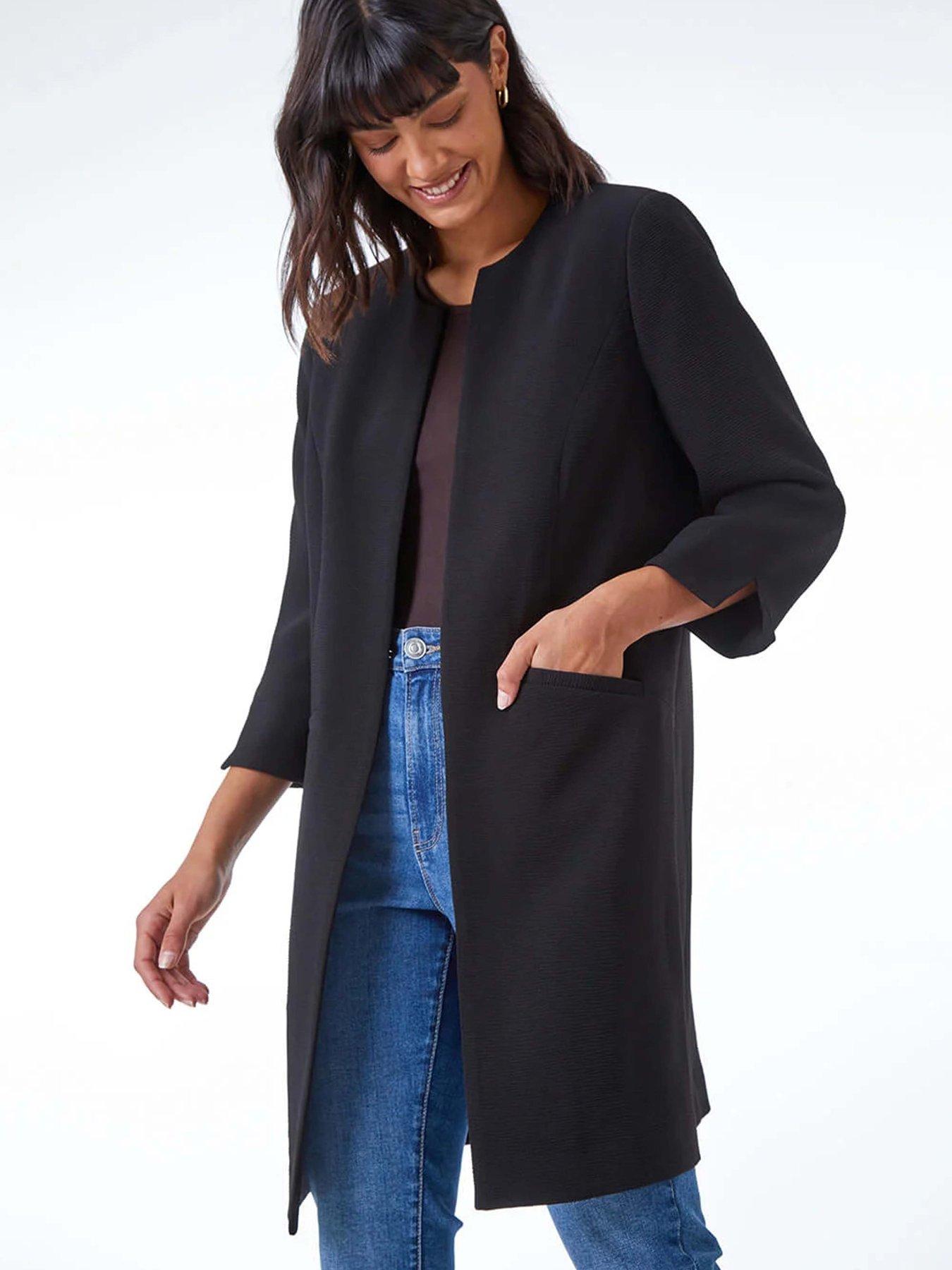 Smart Longline Textured Jacket Black