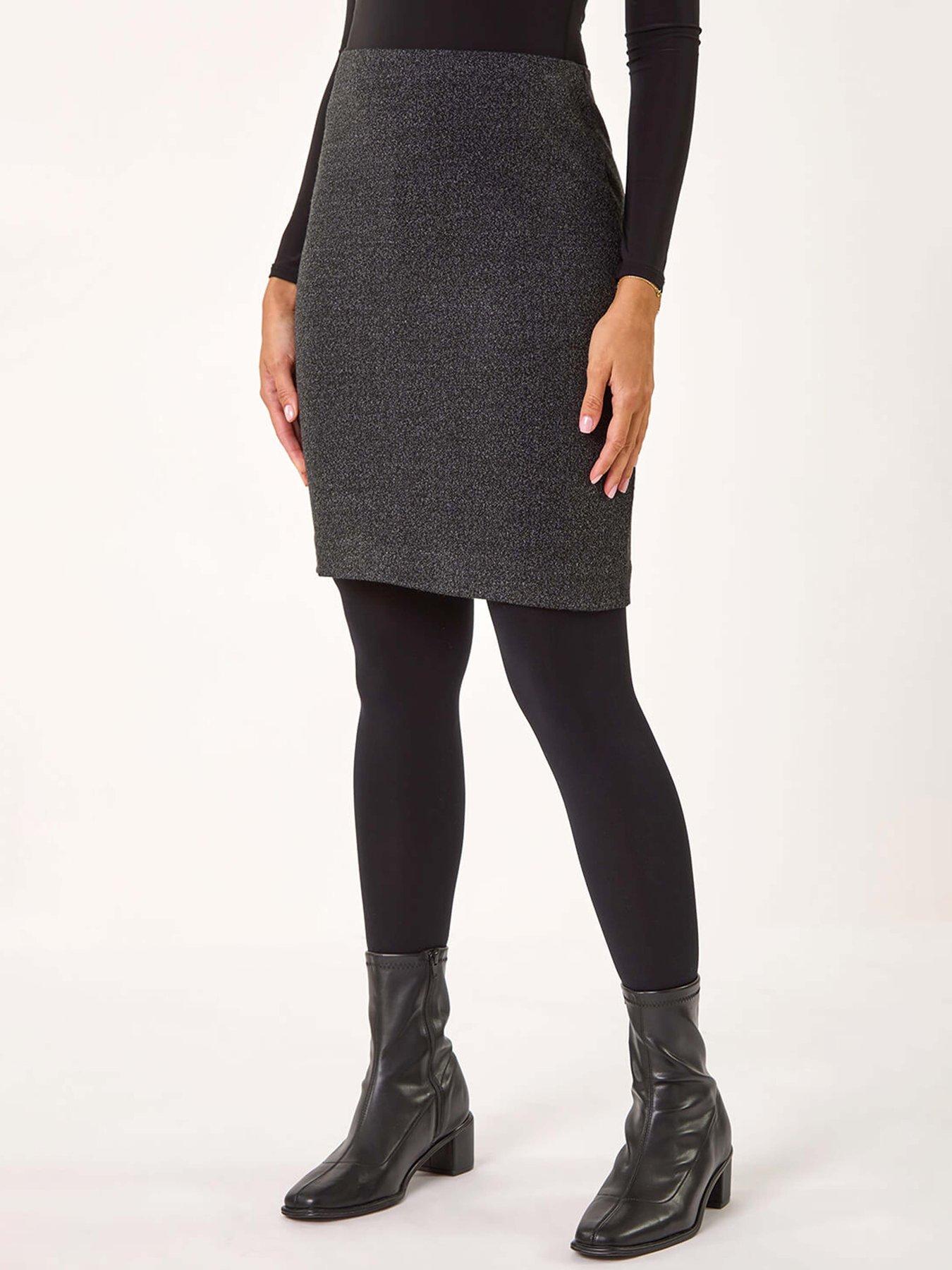 Image 1 of 5 of Roman Smart Textured Stretch Skirt - Charcoal