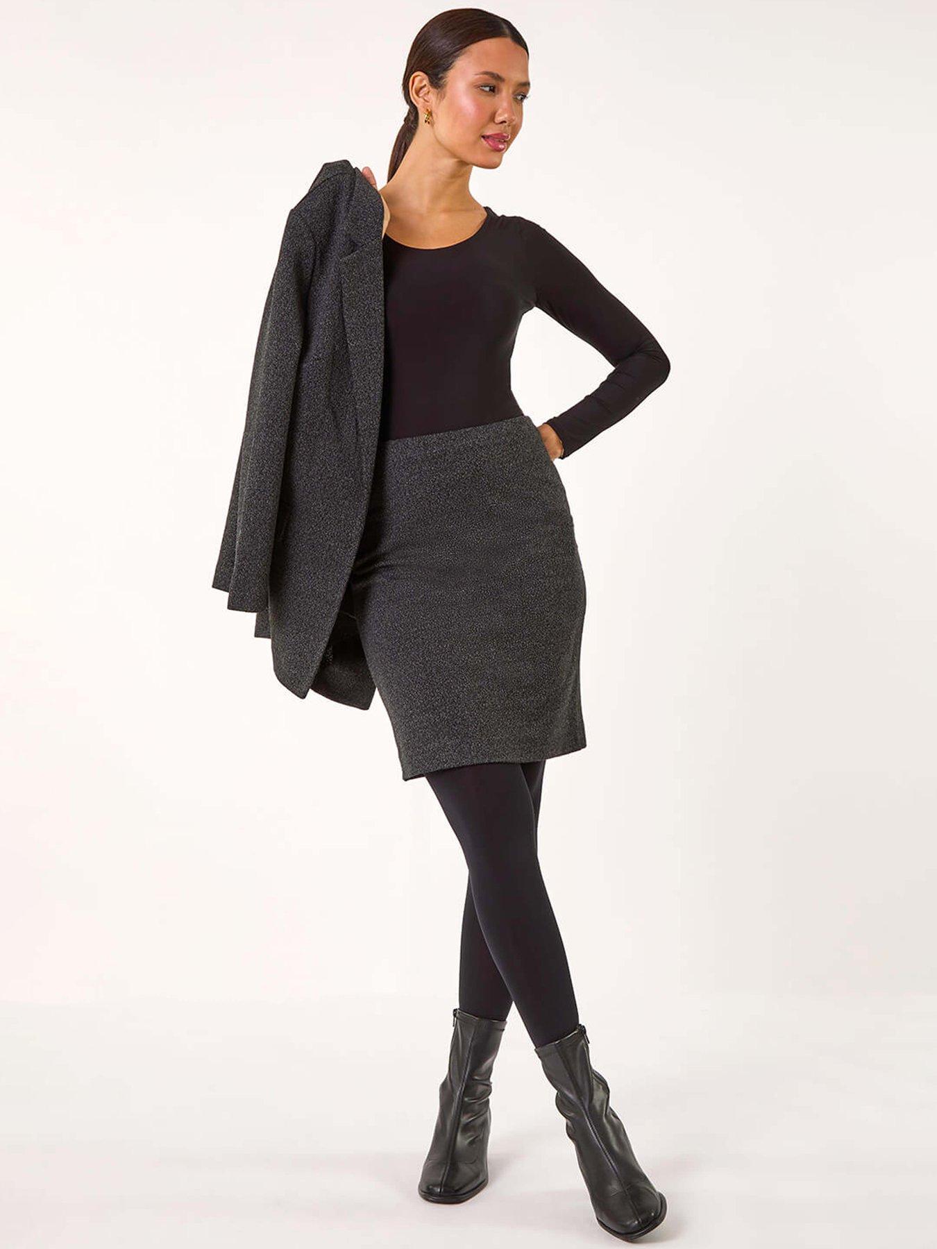 Image 3 of 5 of Roman Smart Textured Stretch Skirt - Charcoal