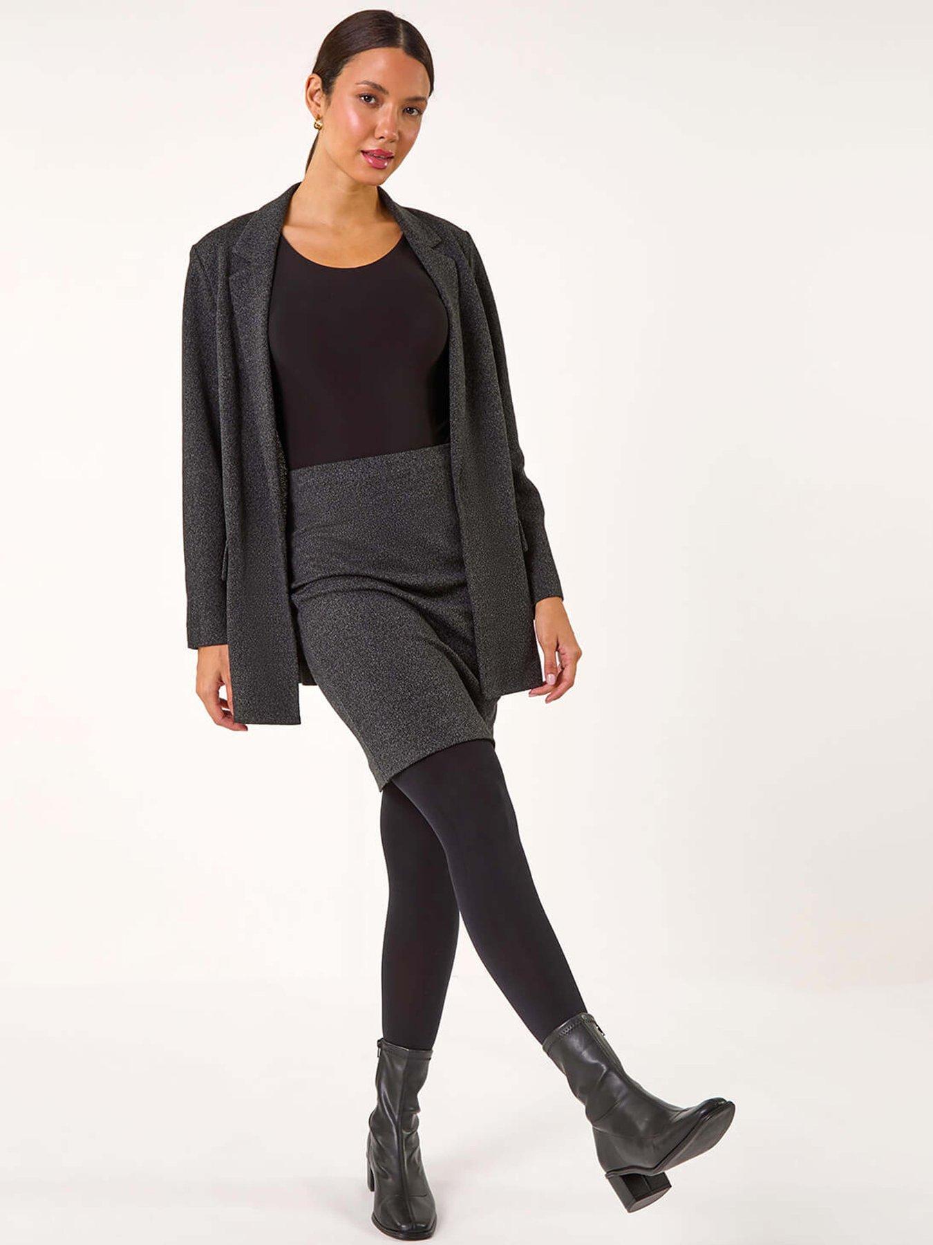 Image 4 of 5 of Roman Smart Textured Stretch Skirt - Charcoal