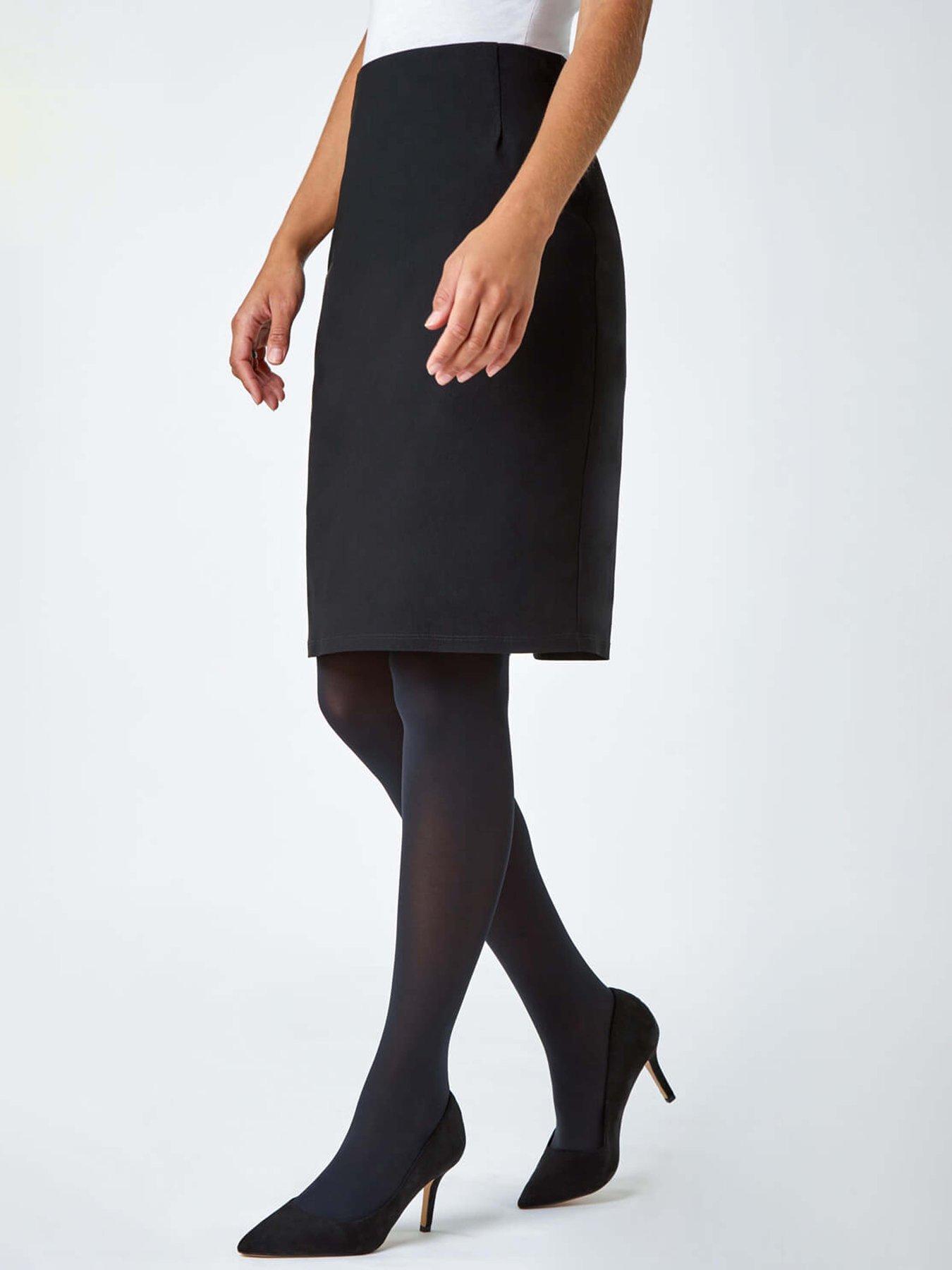 undefined Pull On Stretch Pencil Skirt - Black