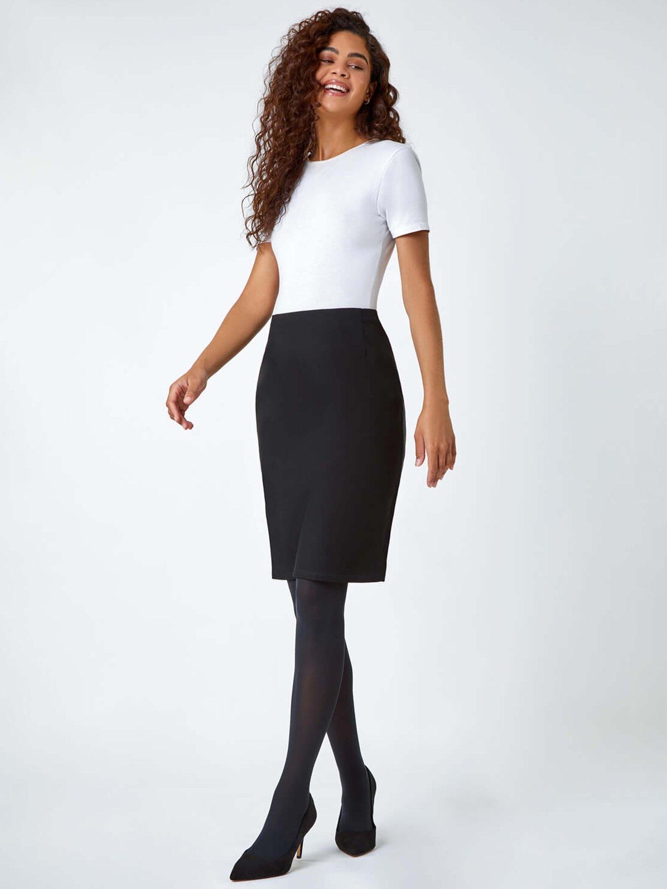 Roman Pull On Stretch Pencil Skirt Black Very