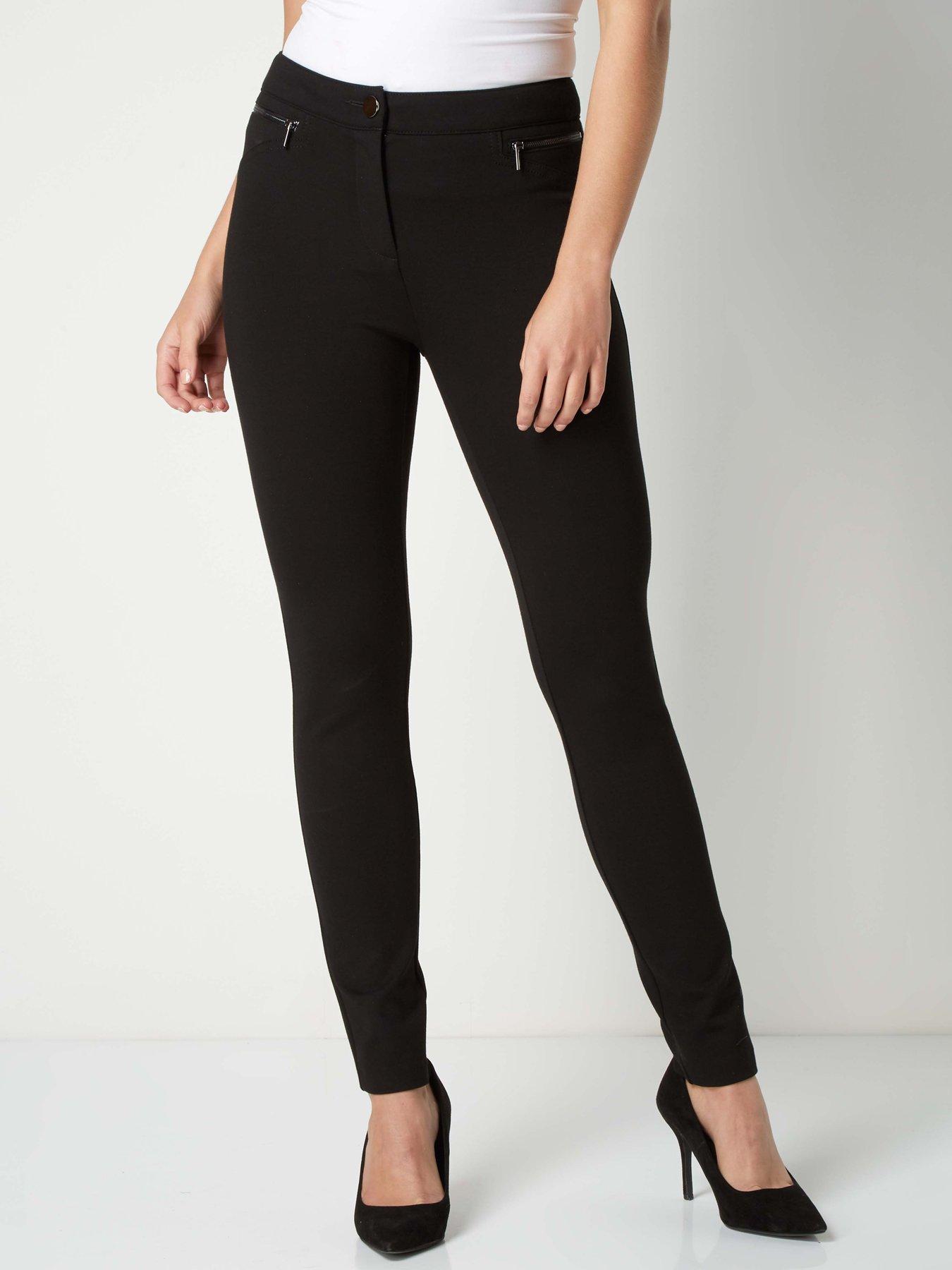 undefined Zip Detail Stretch Trouser - Black
